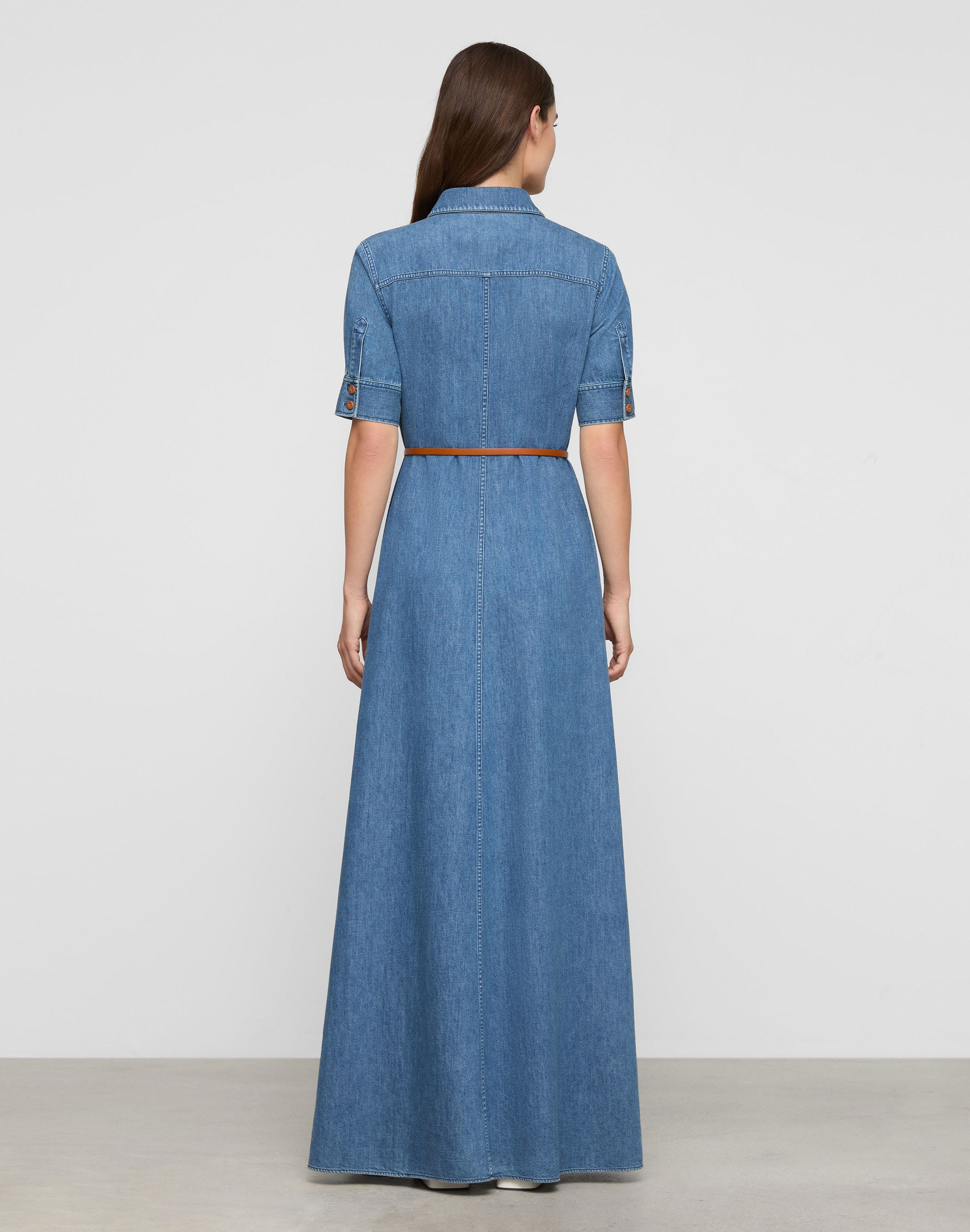 Chambray Patch Pocket Maxi Shirtdress