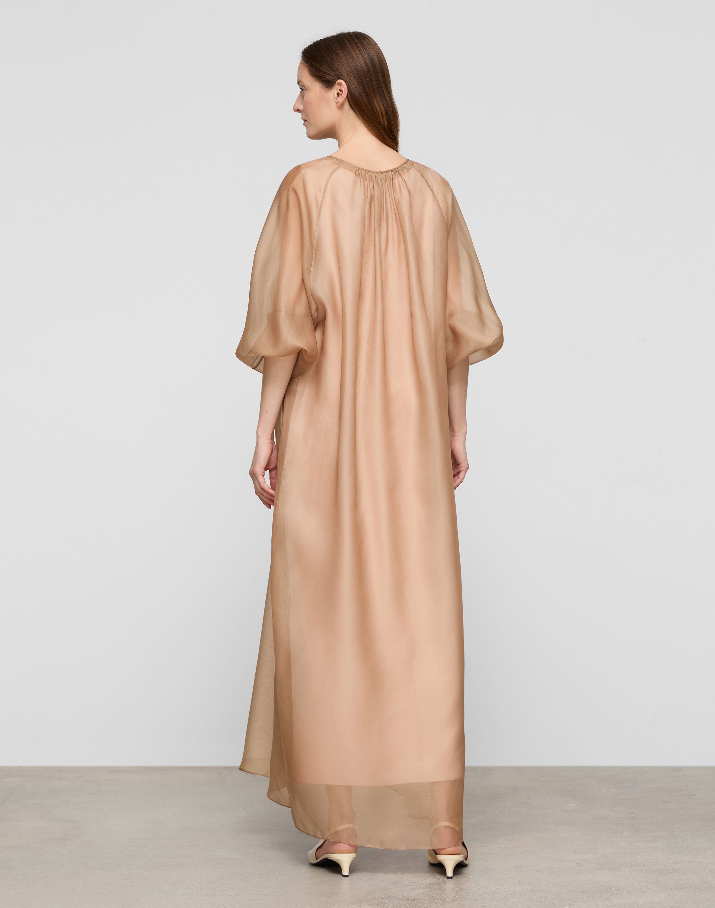 Silk Organza Blouson Sleeve Gown