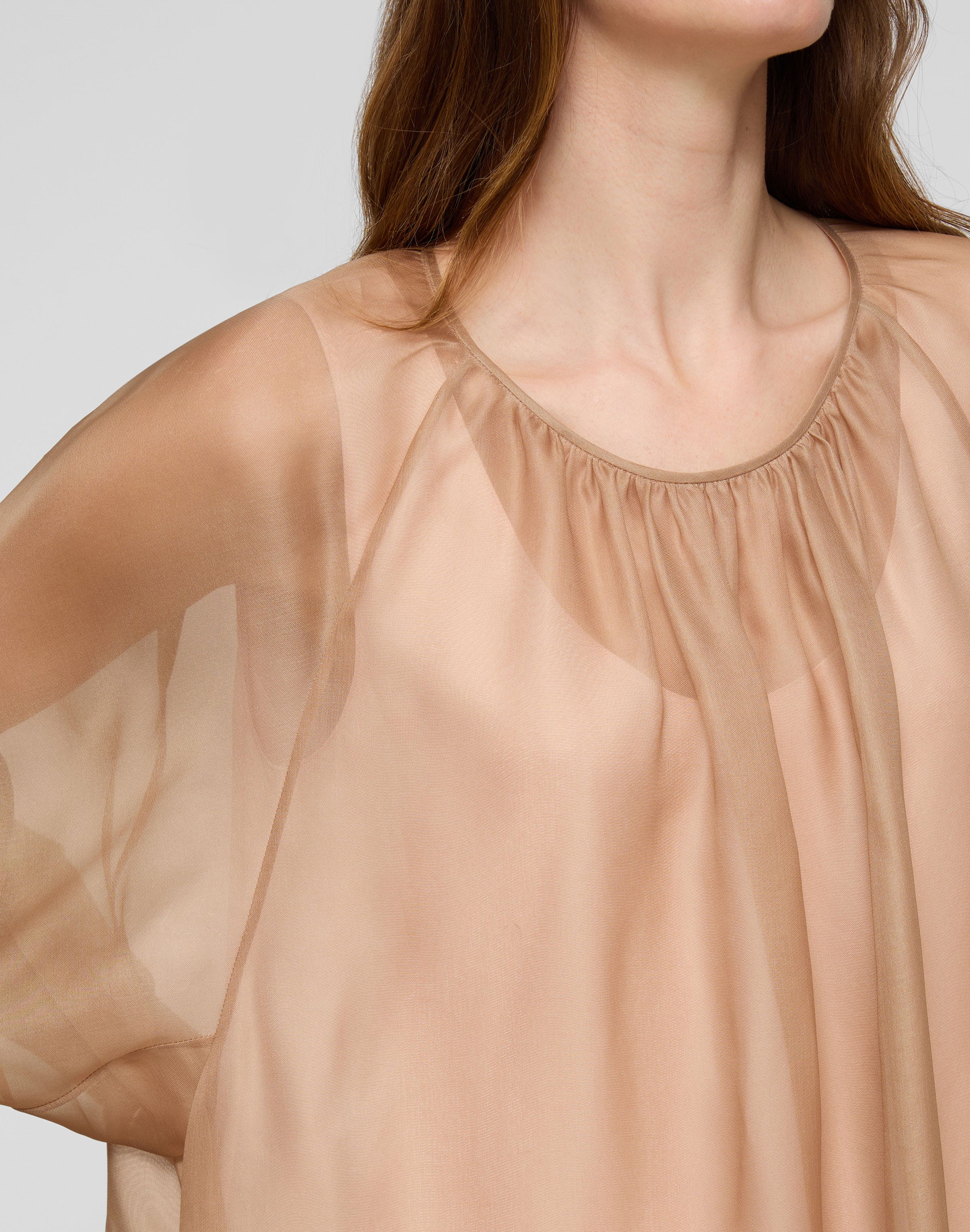 Silk Organza Blouson Sleeve Gown