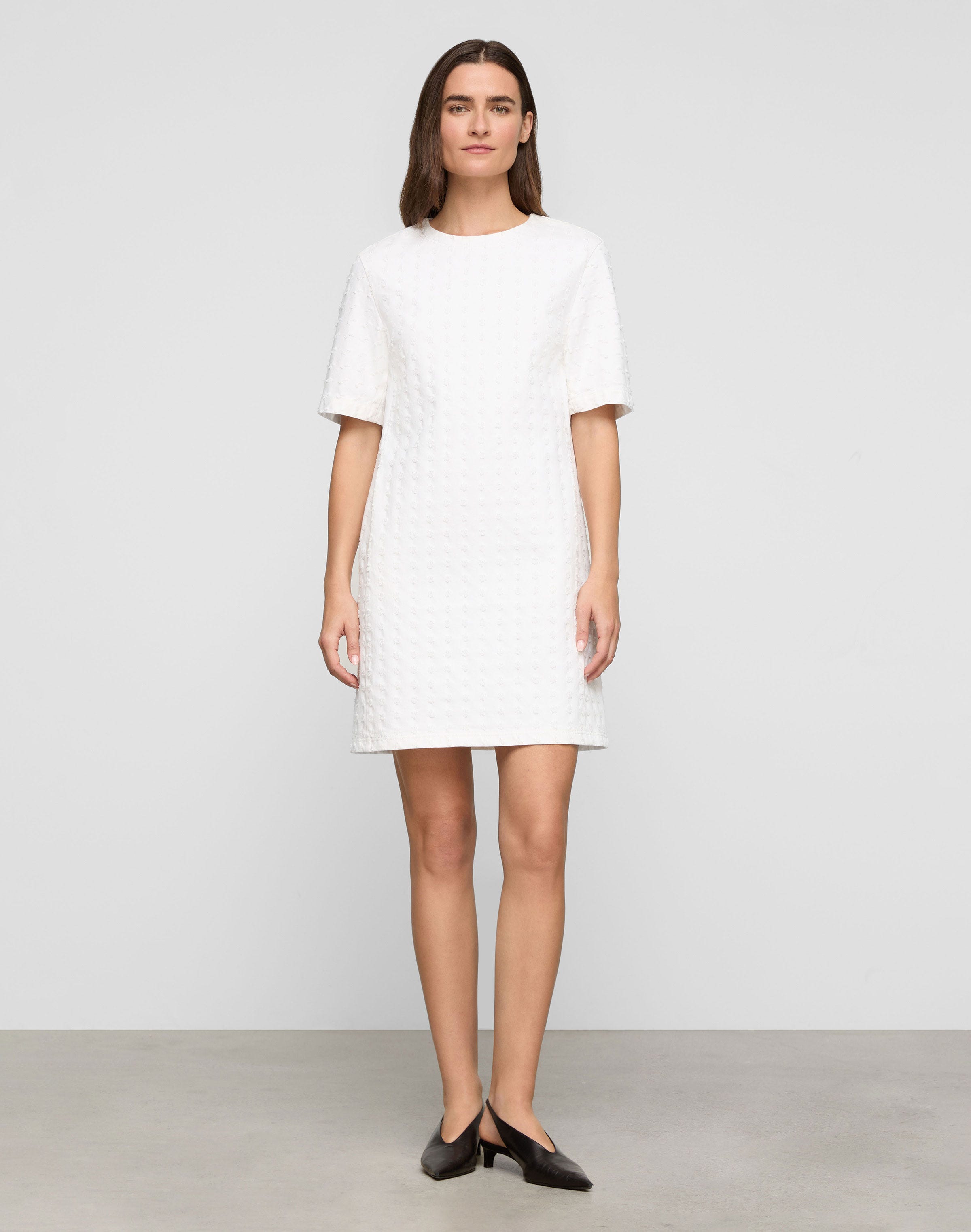 L148 Denim Textured Mini Shift Dress