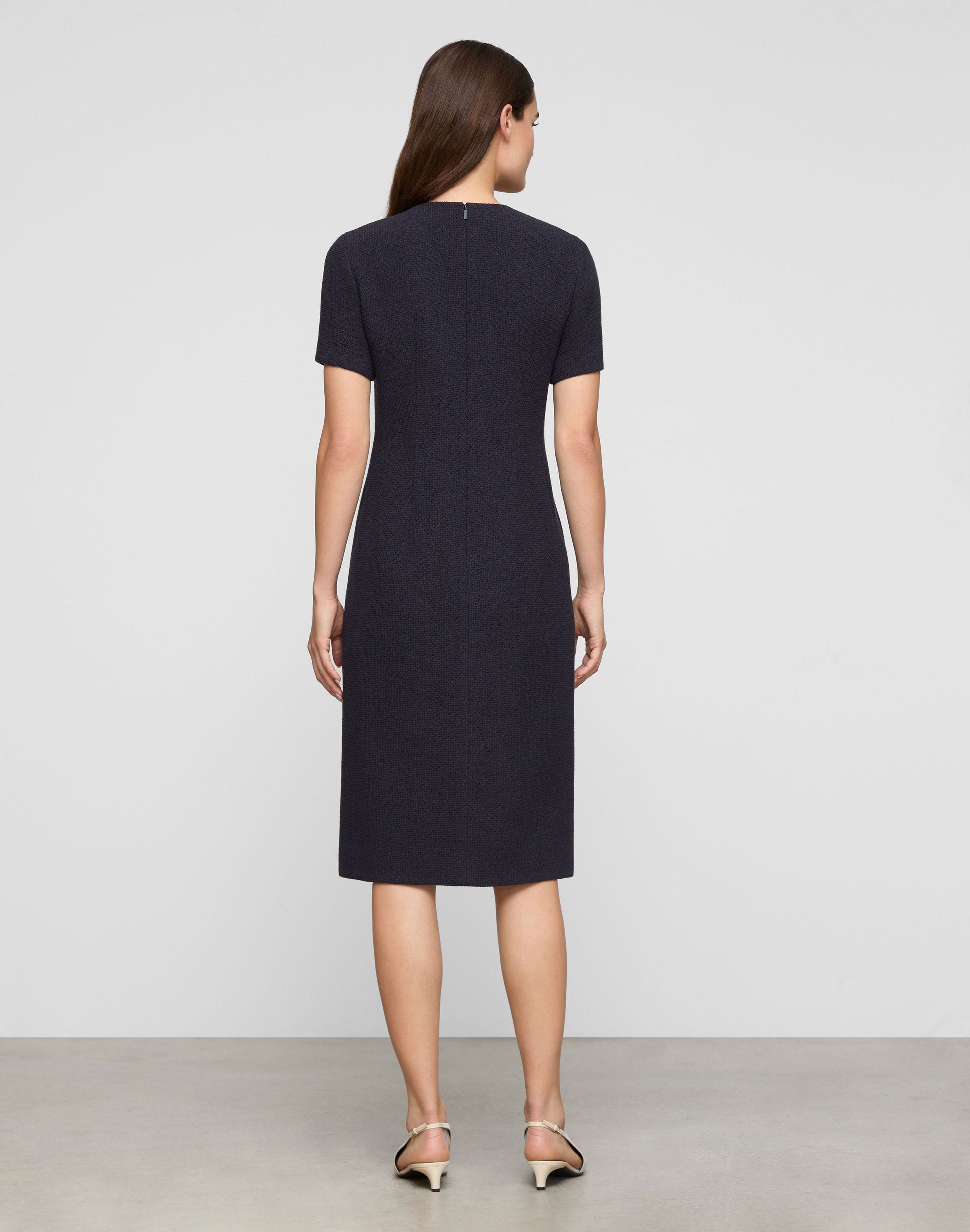Cotton Dobby Tweed Button Midi Dress