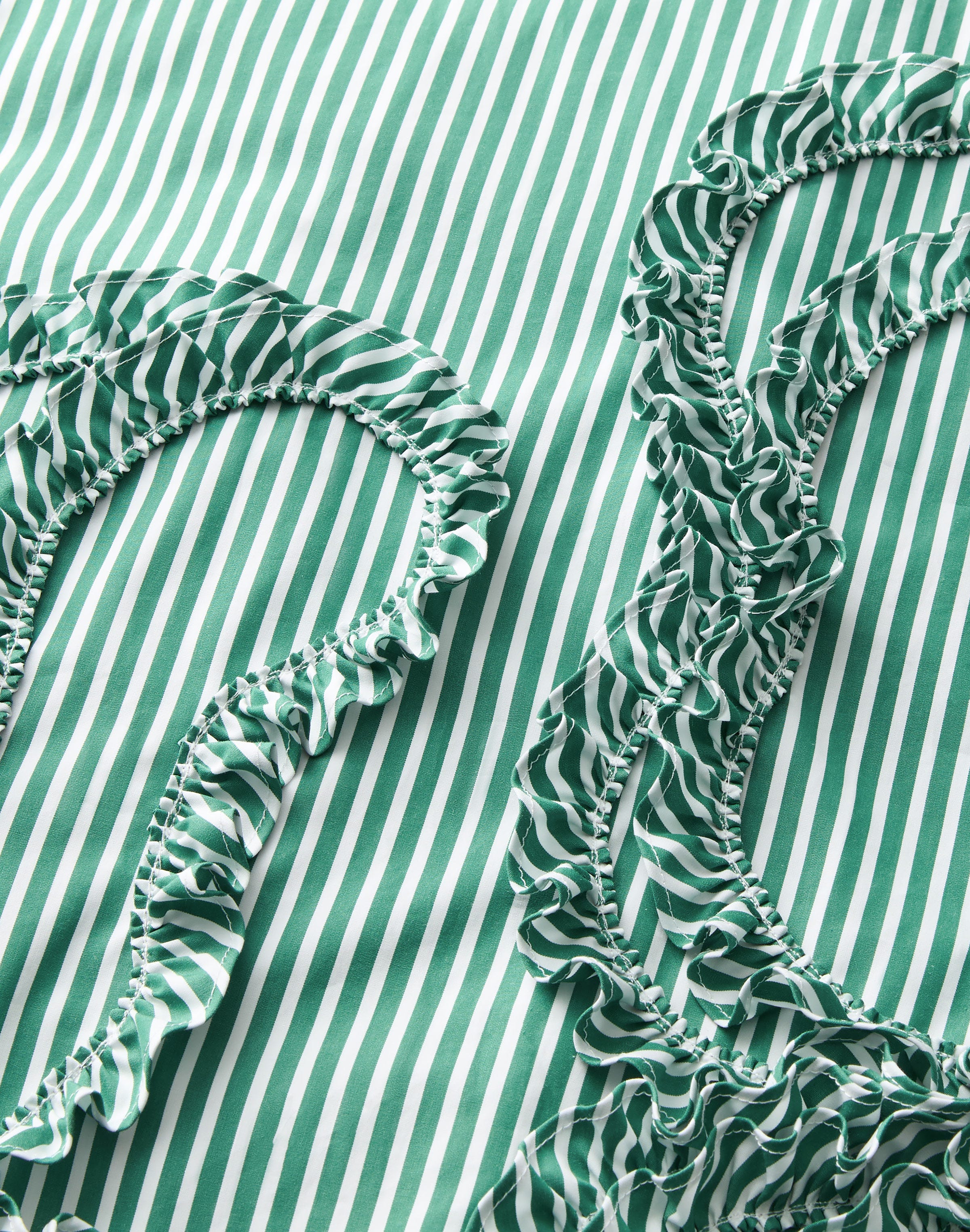 Striped Cotton Floral Appliqué Midi Dress