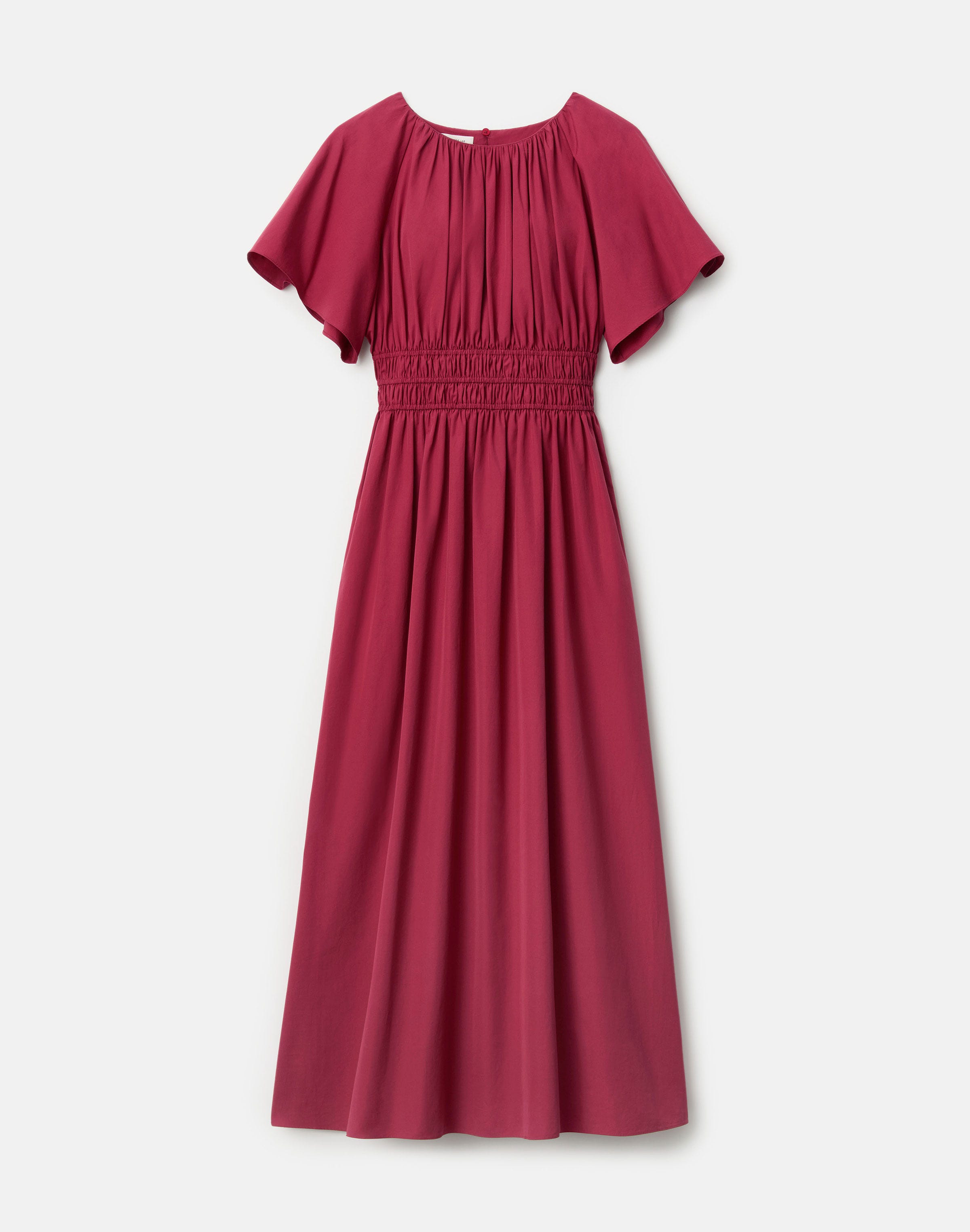 Organic Cotton Poplin Shirred Midi Dress
