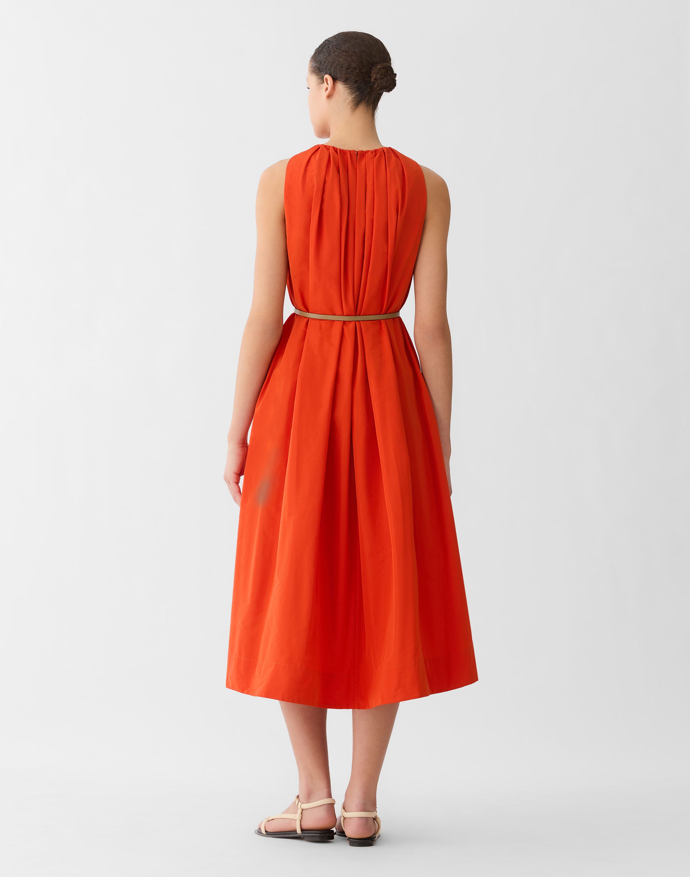 Technical Taffeta Belted Midi Dress