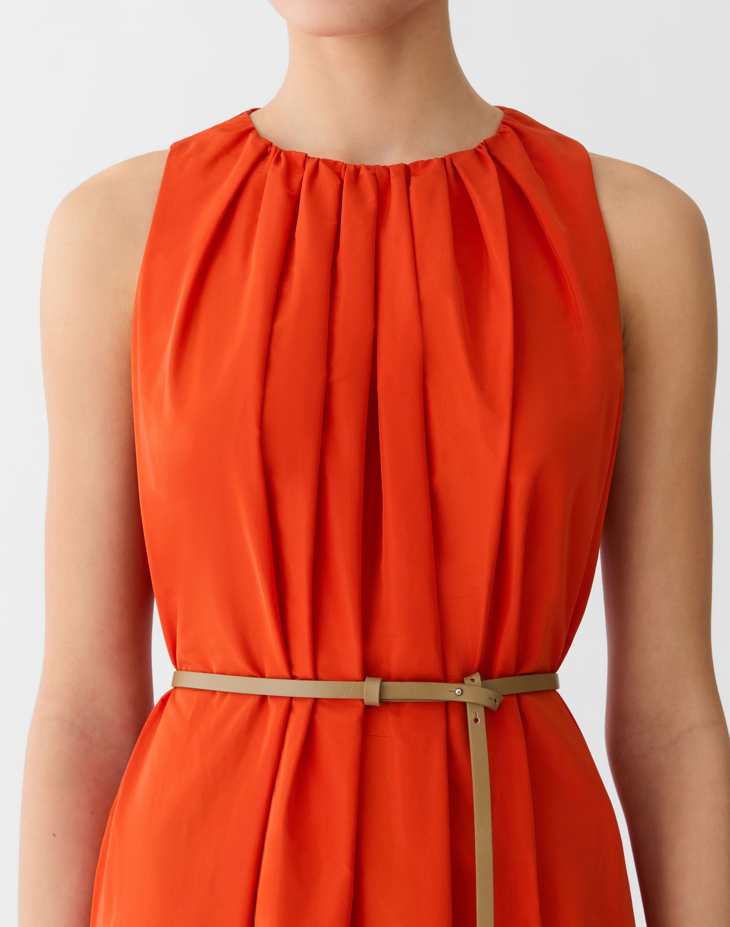 Technical Taffeta Belted Midi Dress
