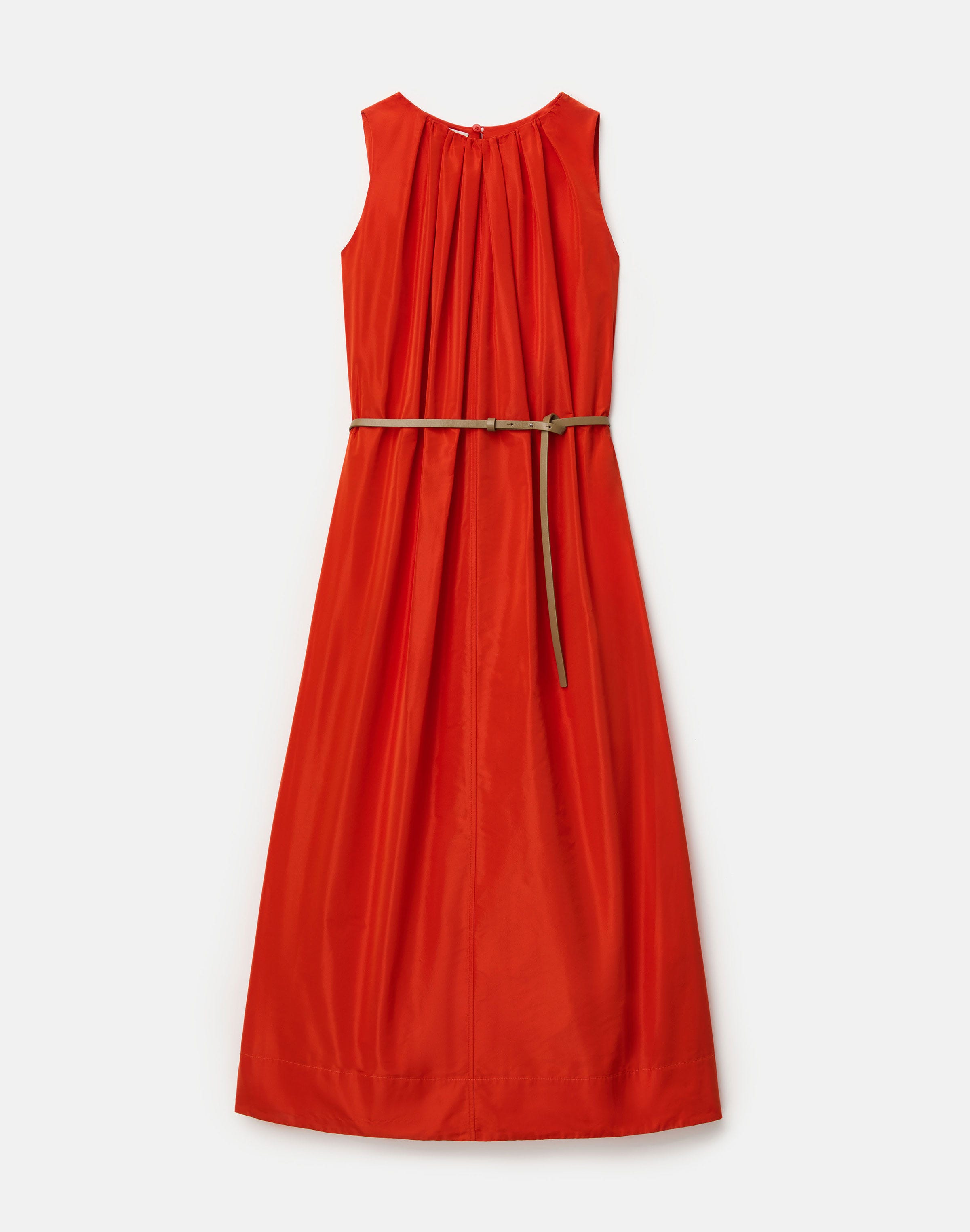 Technical Taffeta Belted Midi Dress