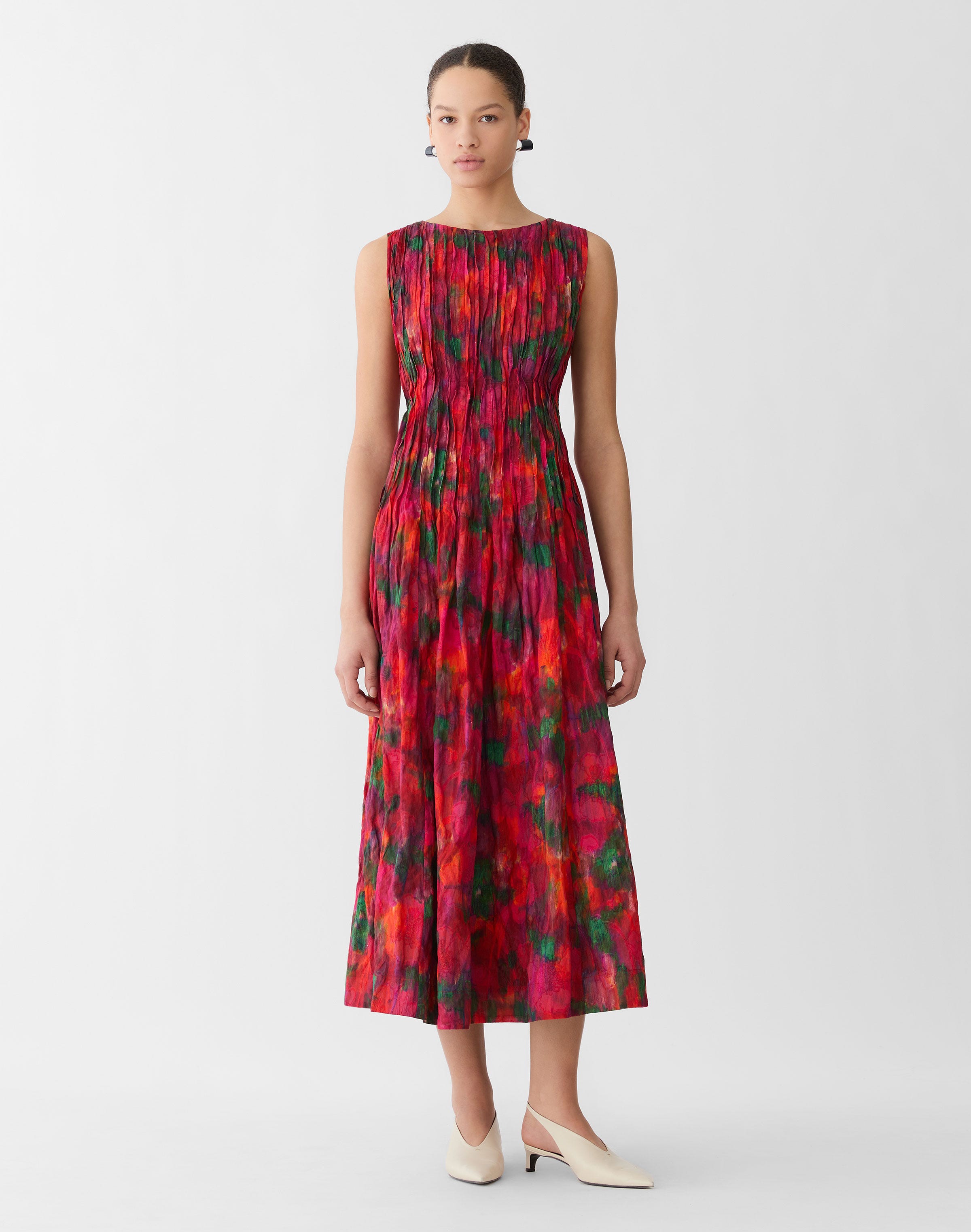 Blossom Print Fil Coupé Hand Pintucked  Dress
