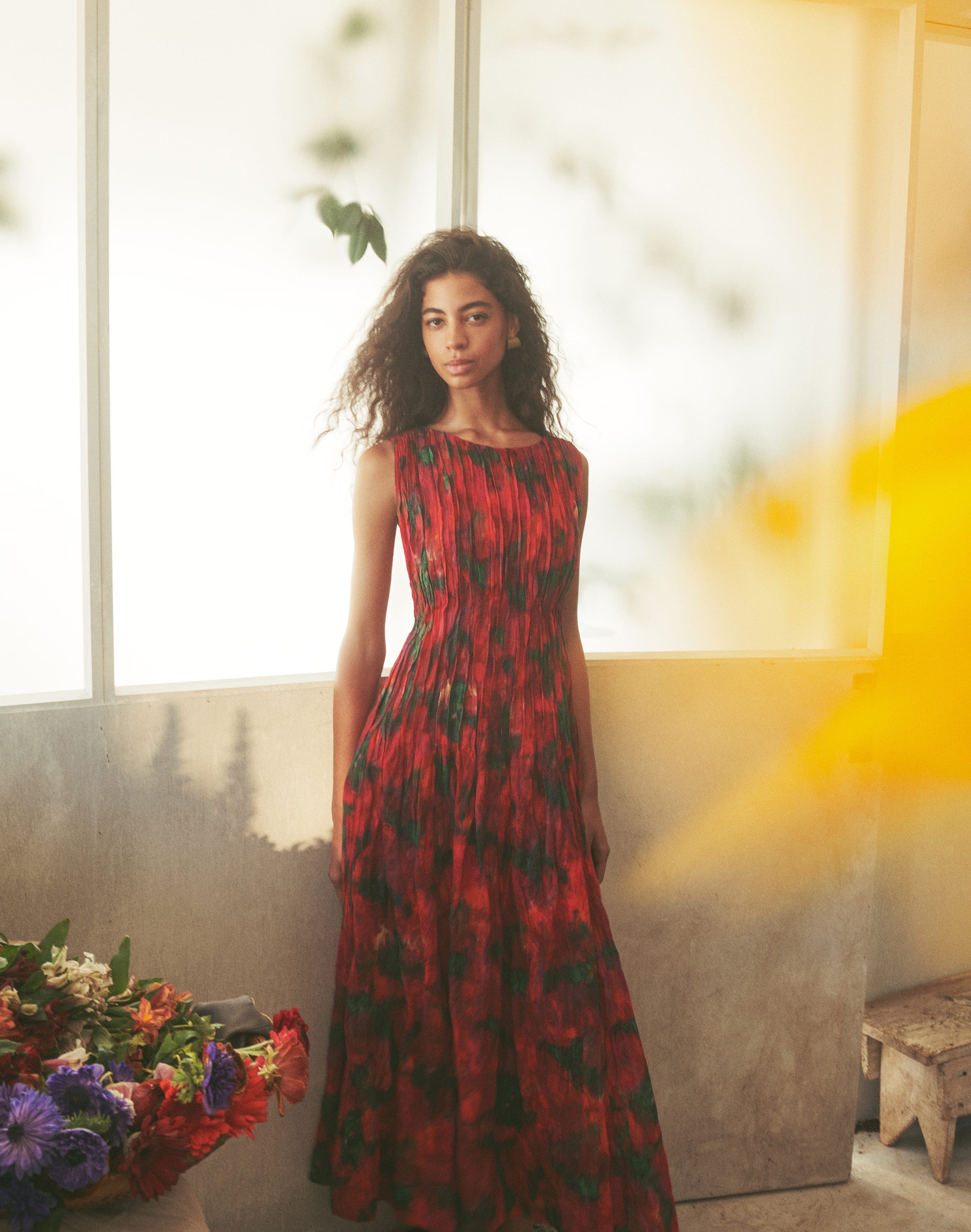Blossom Print Fil Coupé Hand Pintucked  Dress