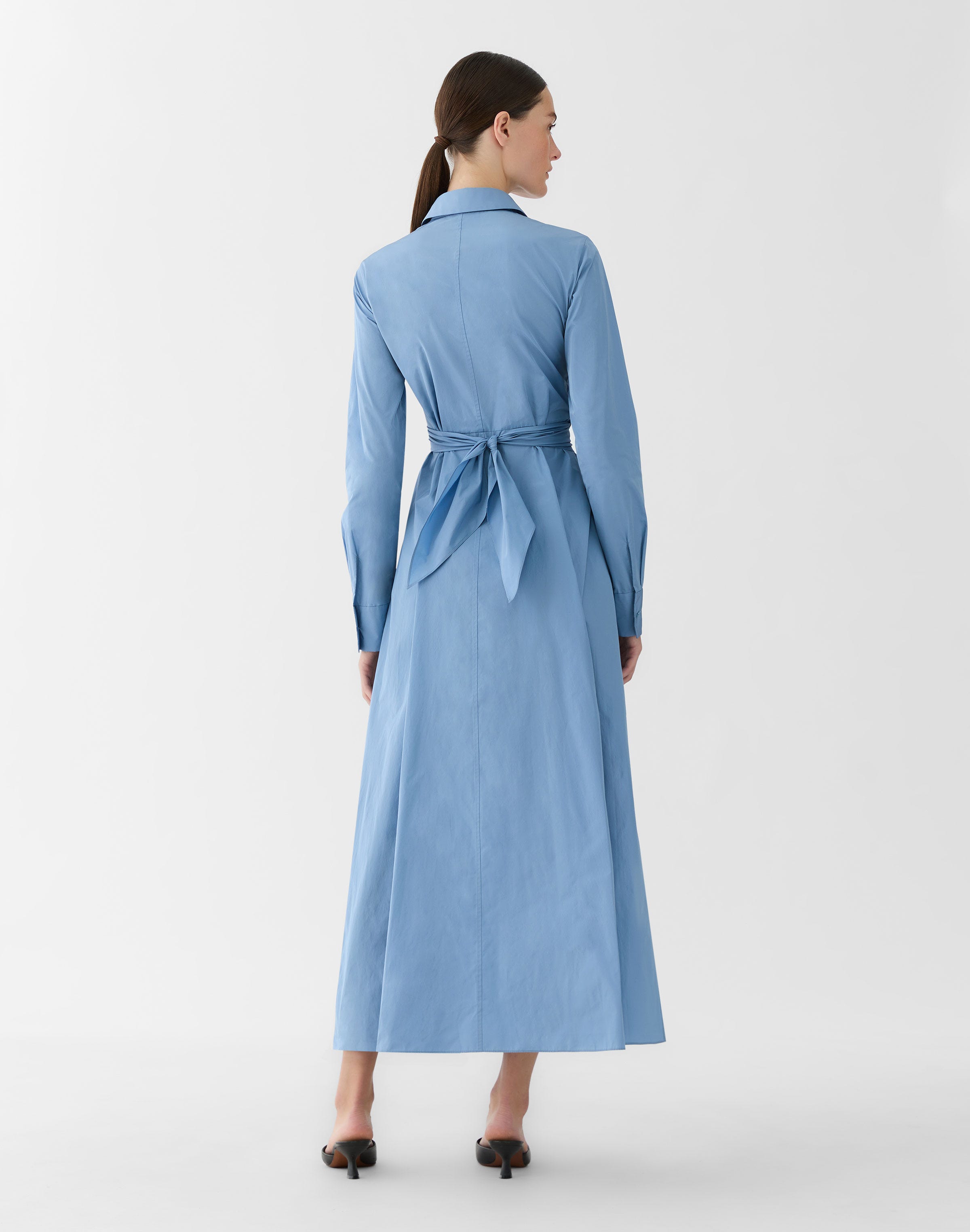 Taffeta Maxi Wrap Shirtdress