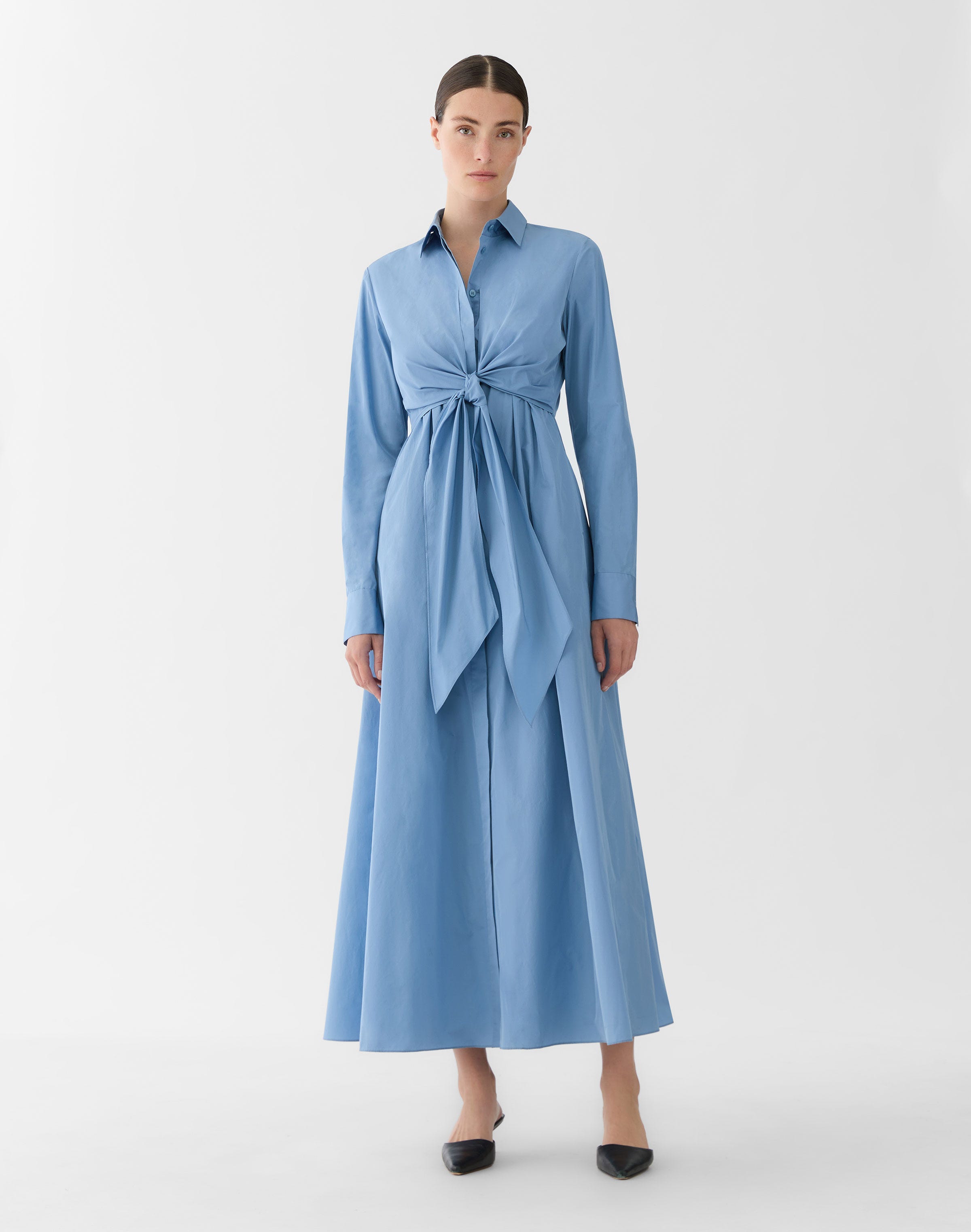 Taffeta Maxi Wrap Shirtdress