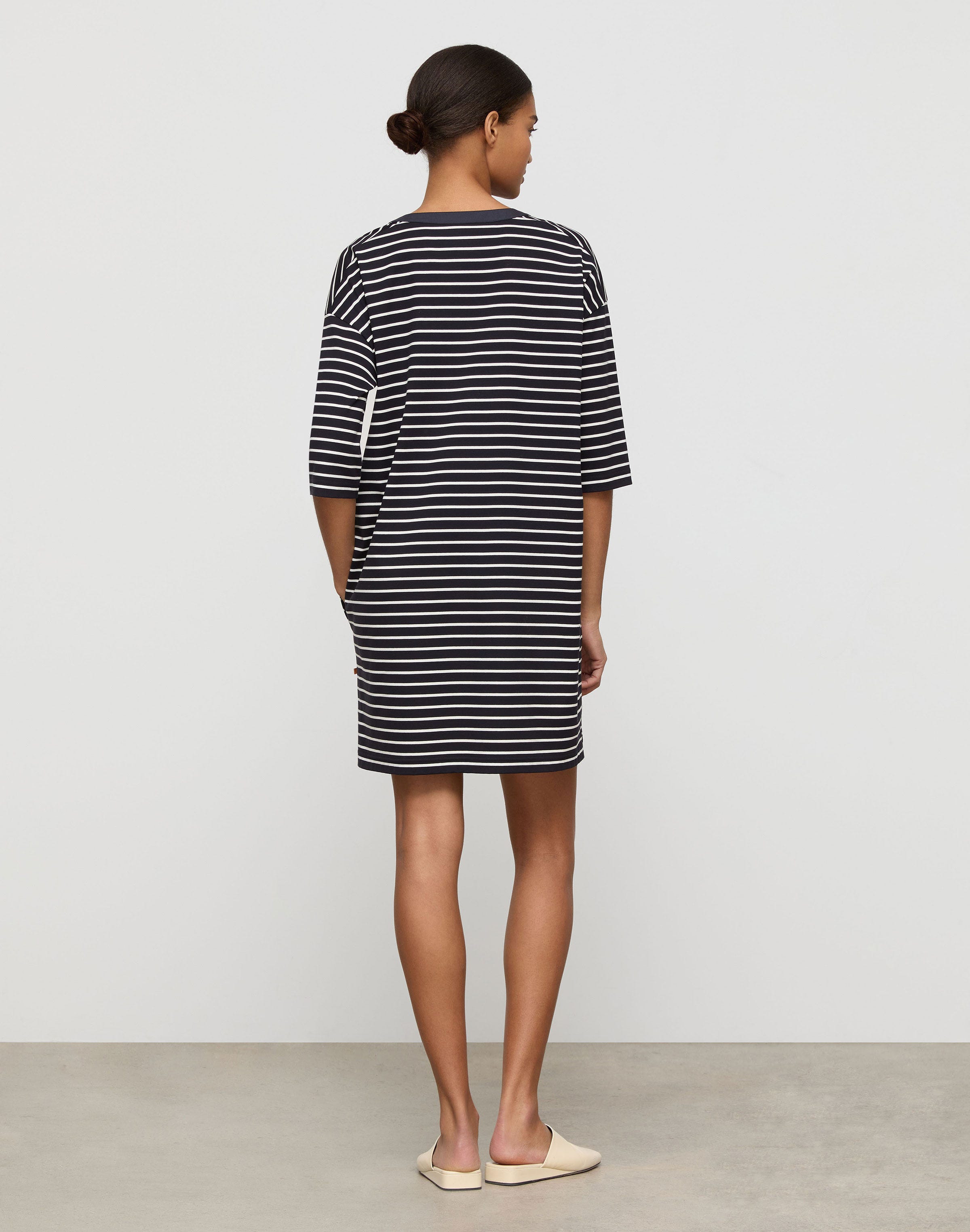 Striped Cotton Rib Short Sleeve Dress