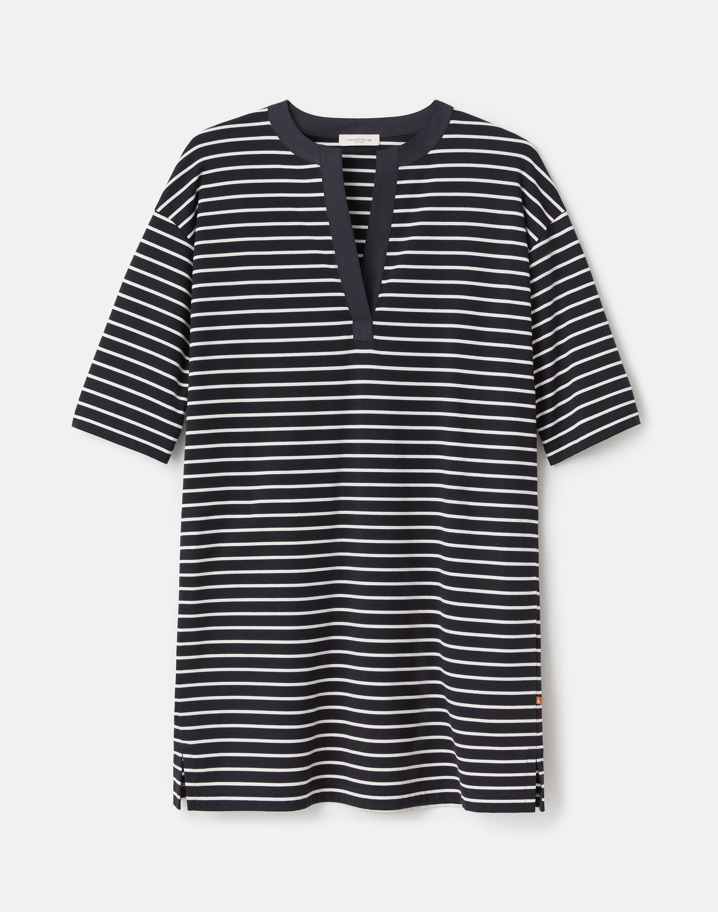 Striped Cotton Rib Short Sleeve Dress