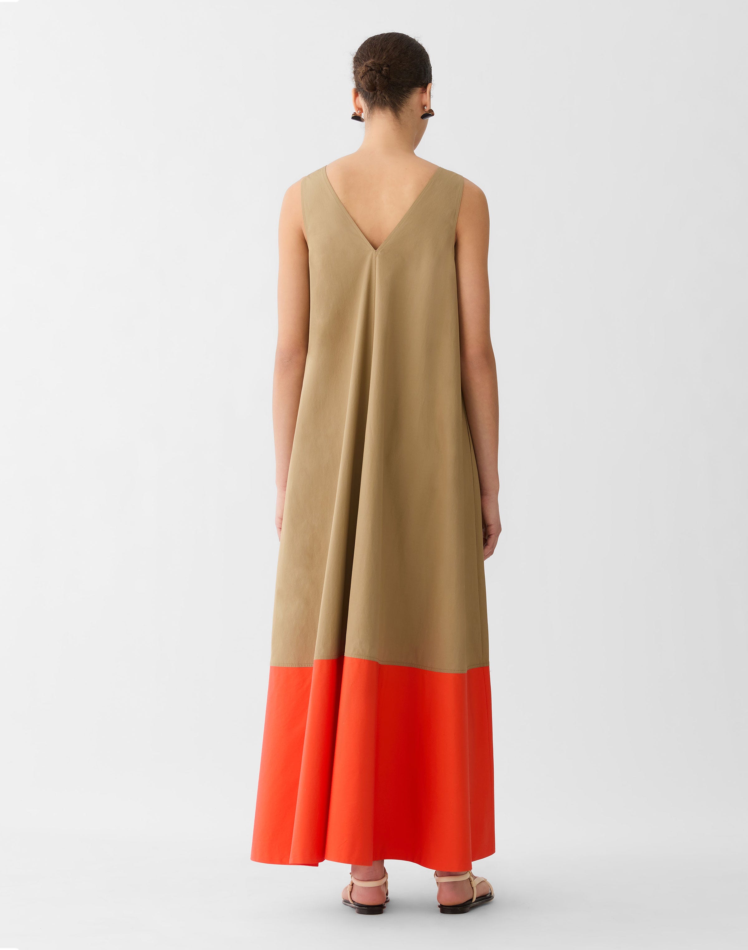Organic Cotton Poplin Colorblock Swing Dress