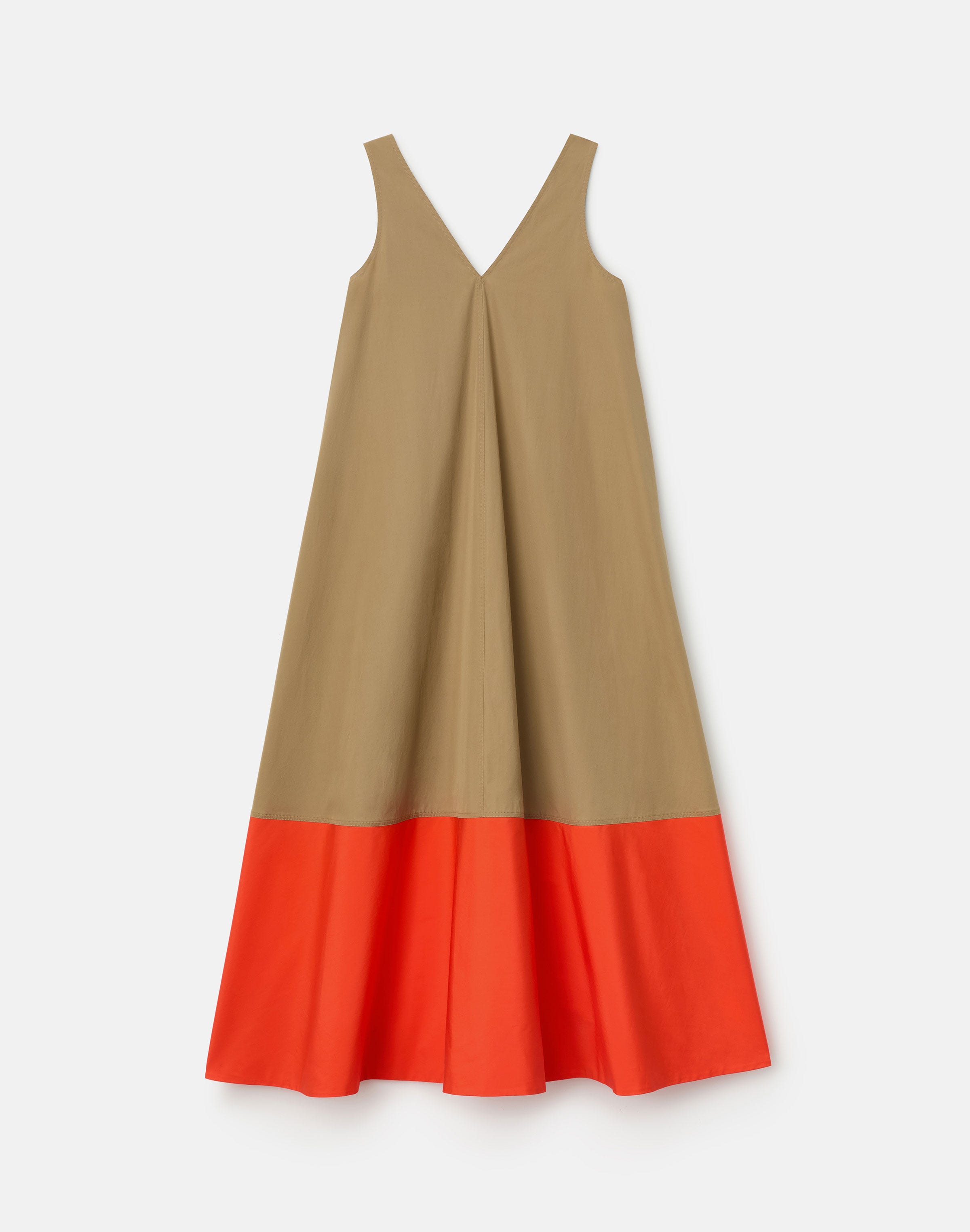 Organic Cotton Poplin Colorblock Swing Dress