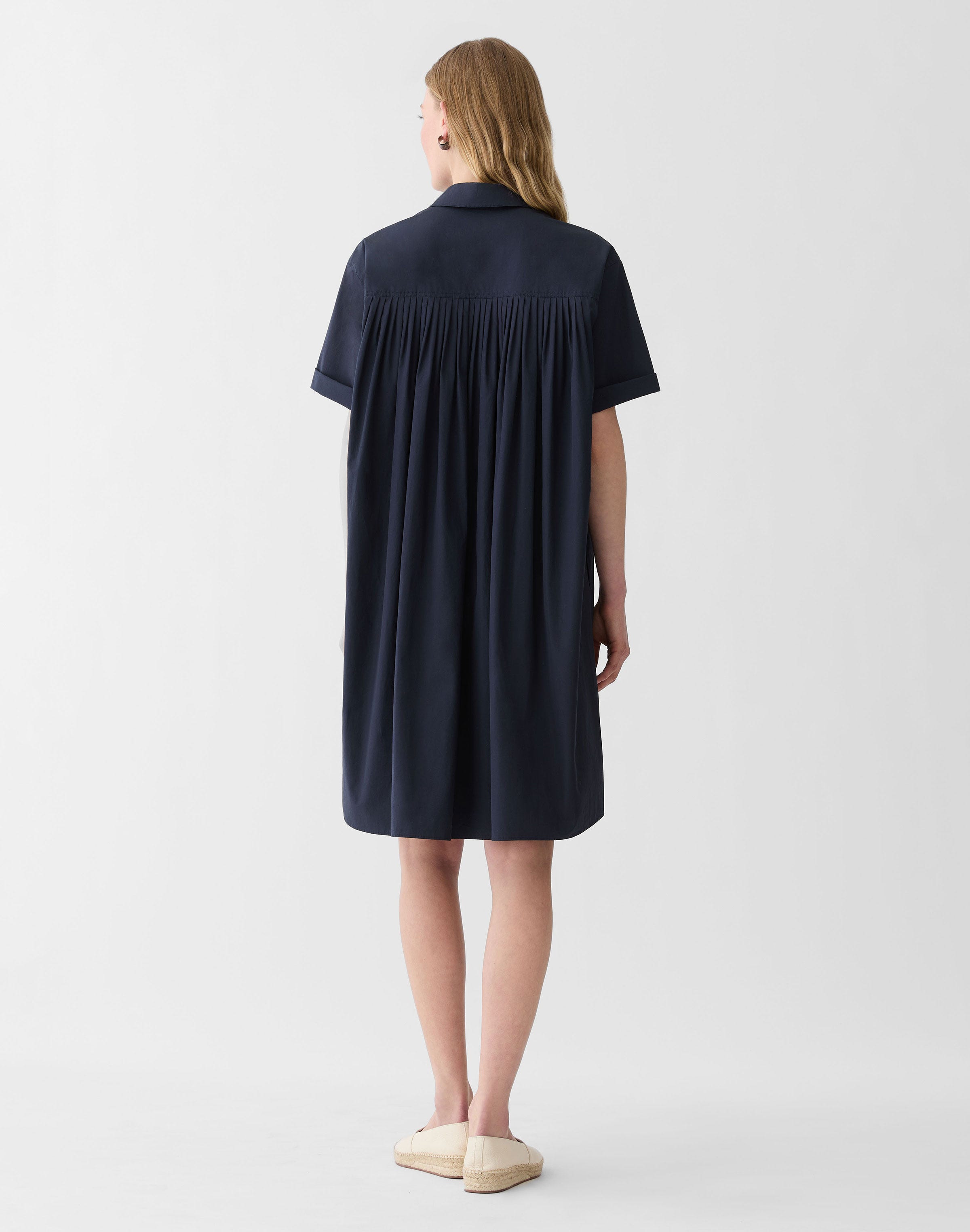 Organic Cotton Poplin Pleated Shirtdress