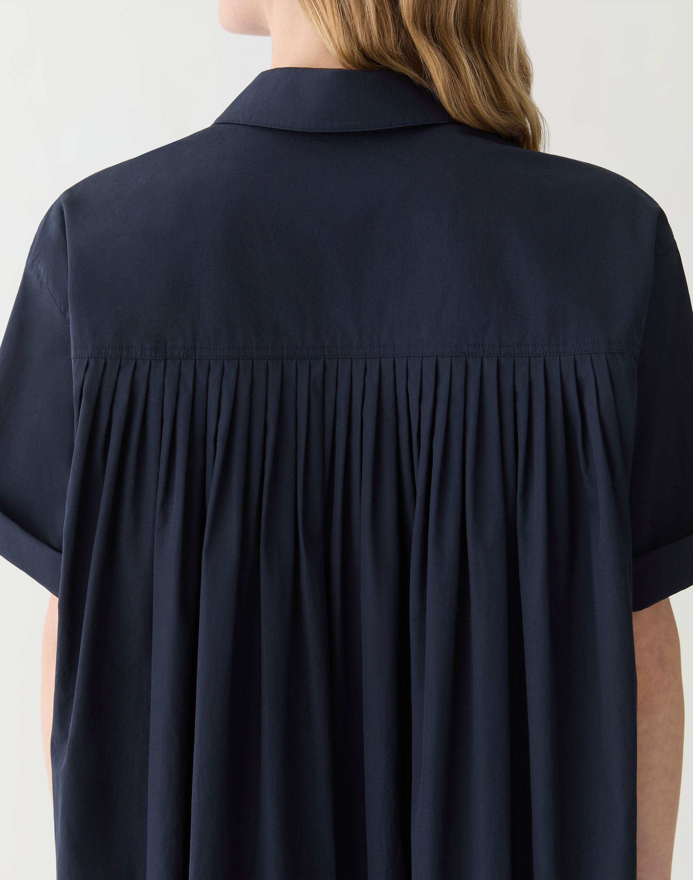 Organic Cotton Poplin Pleated Shirtdress