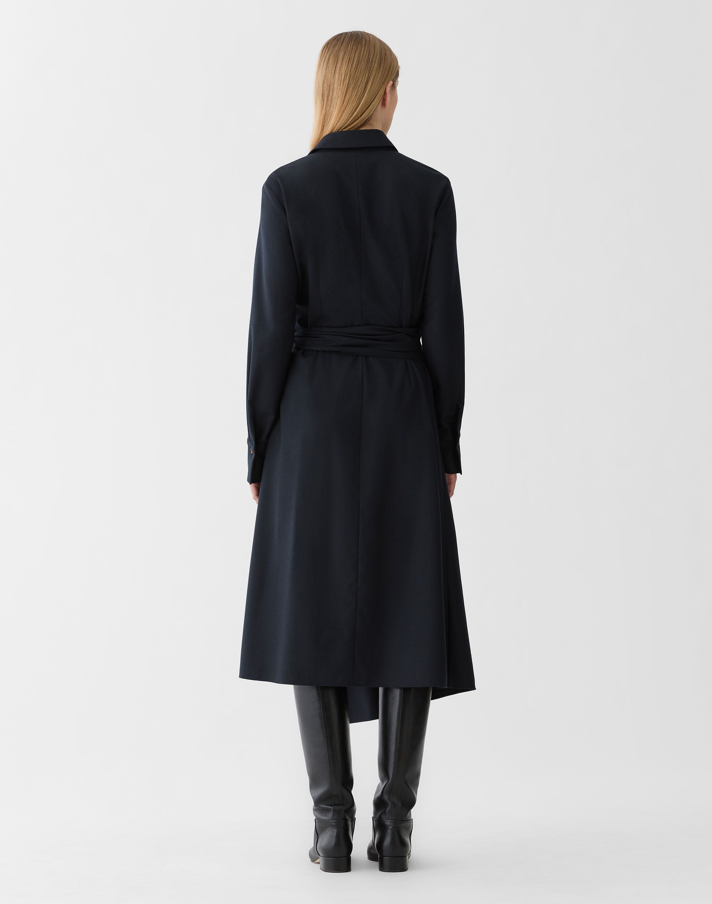 Plus-Size Responsible Brushed Wool Wrap Shirtdress