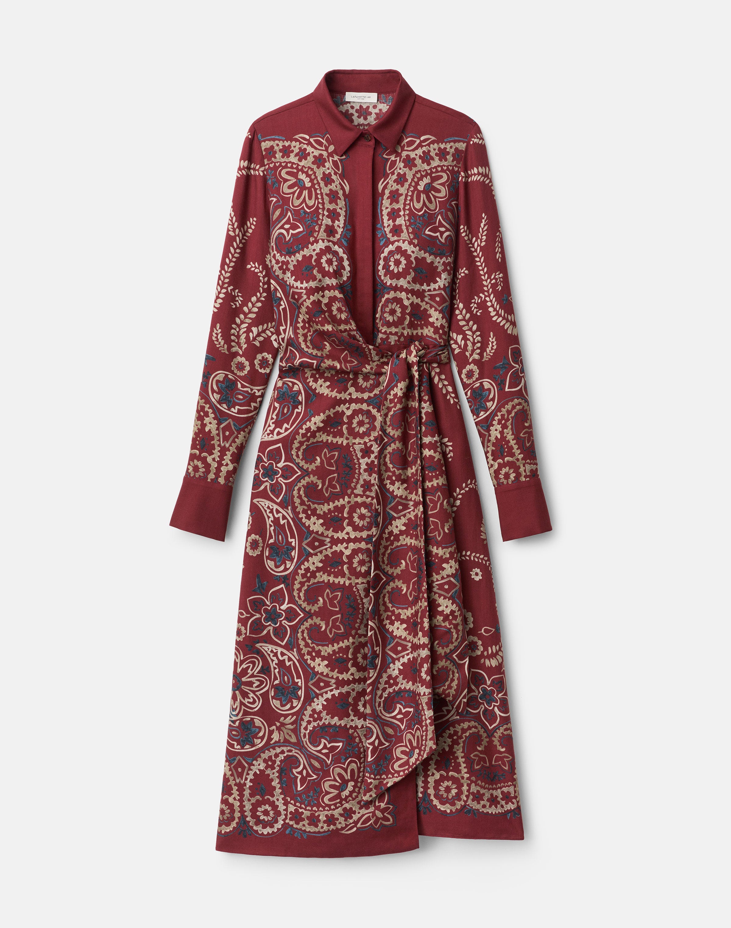 Bandana Print Wool-Silk Wrap Dress