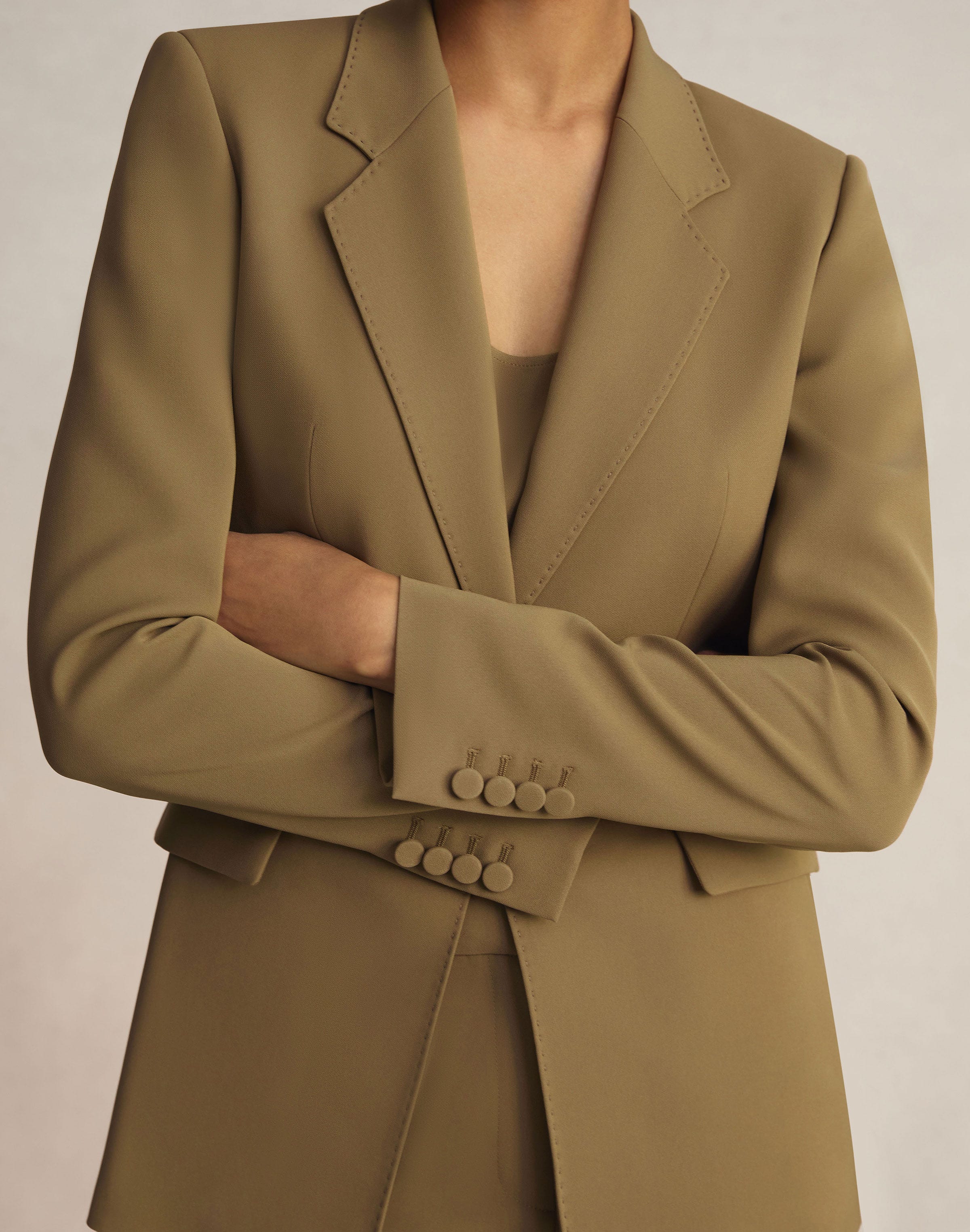 Plus-Size Responsible Finesse Crepe Single Button Blazer
