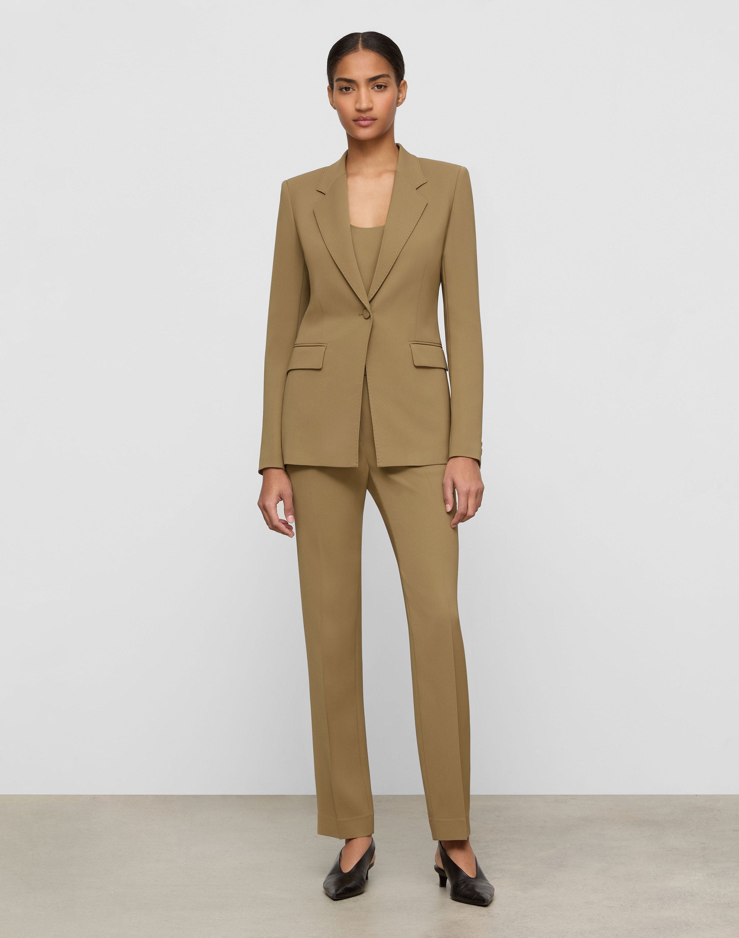 Plus-Size Responsible Finesse Crepe Single Button Blazer