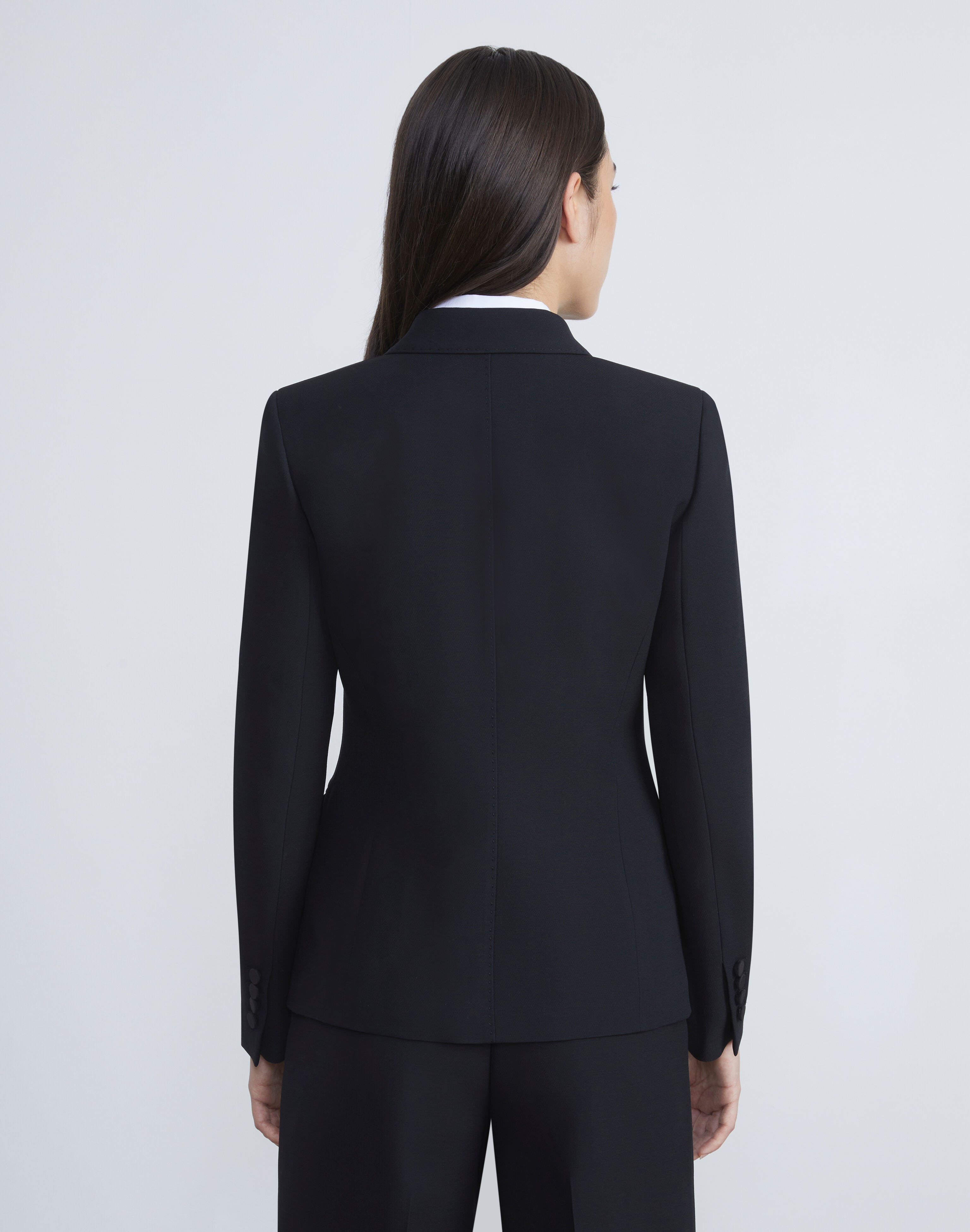 Wool-Silk Crepe Three-Button Academy Blazer