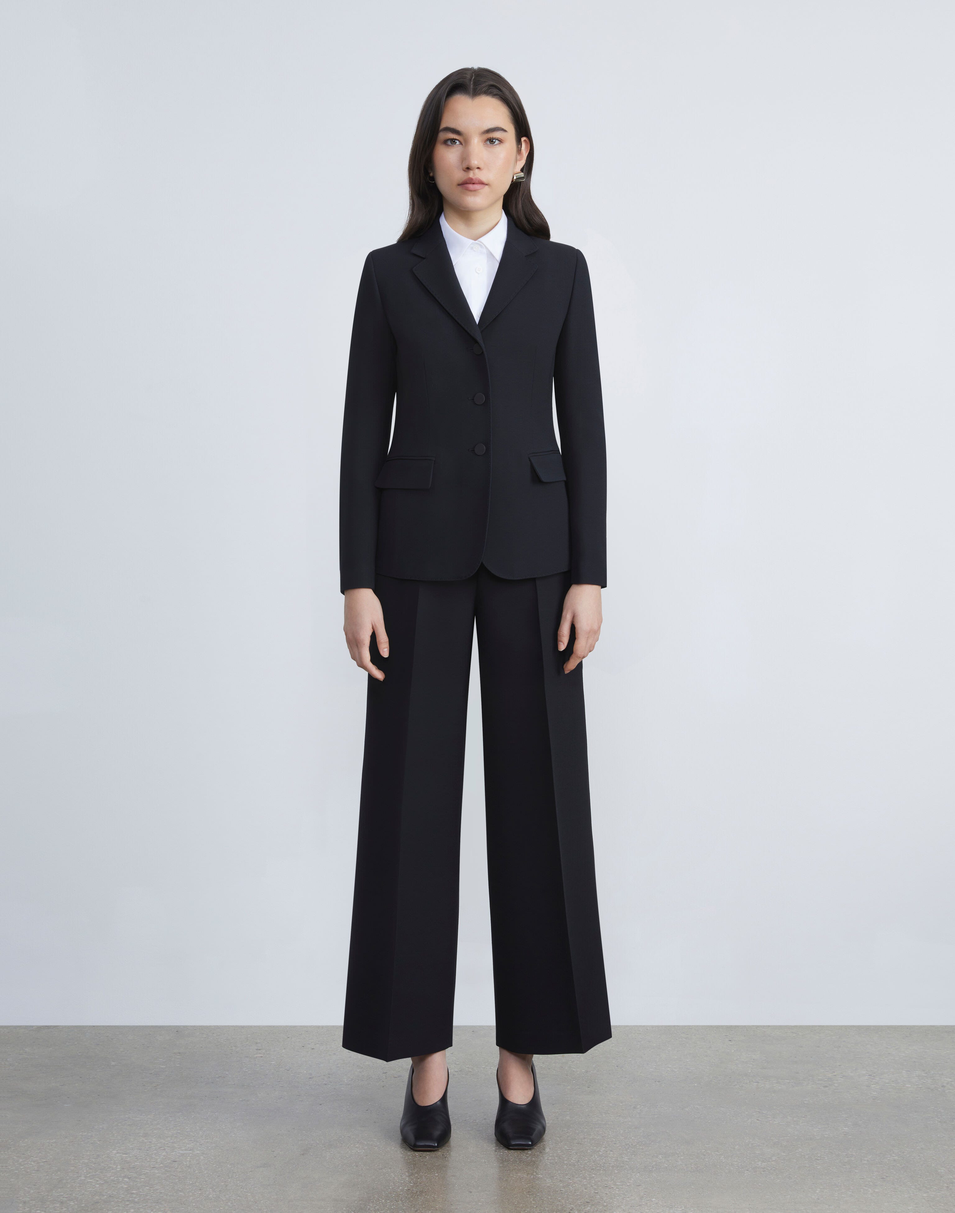 Wool-Silk Crepe Three-Button Academy Blazer