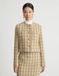 Wool-Cotton Plaid Collarless Jacket