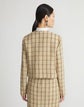 Wool-Cotton Plaid Collarless Jacket