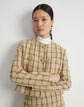 Wool-Cotton Plaid Collarless Jacket