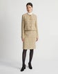 Wool-Cotton Plaid Collarless Jacket