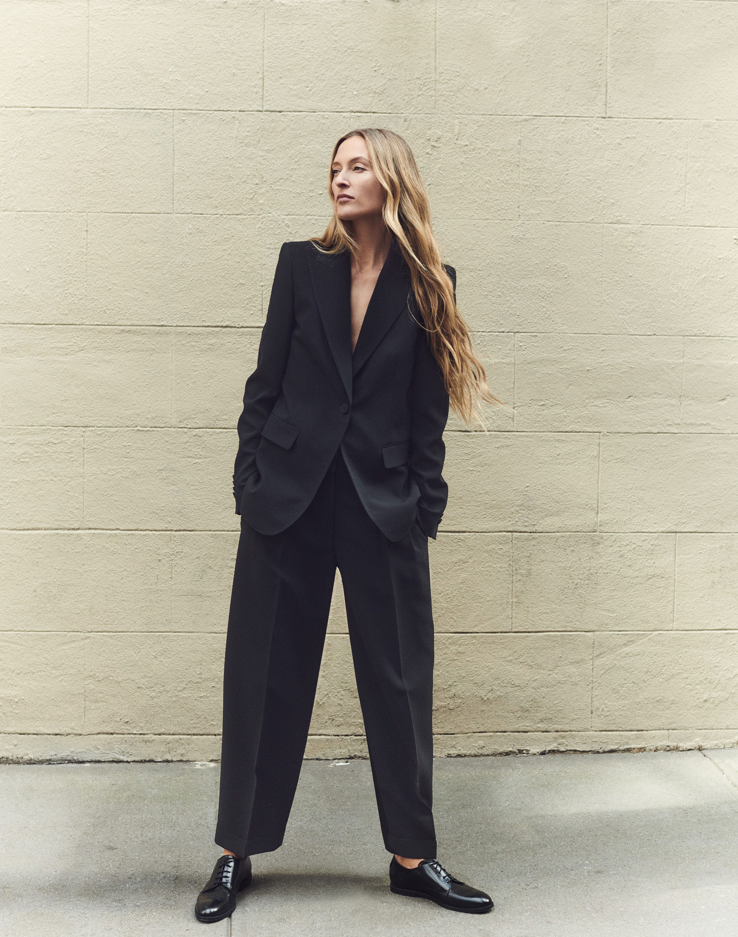 Plus-Size Responsible Finesse Crepe Peak Lapel Blazer