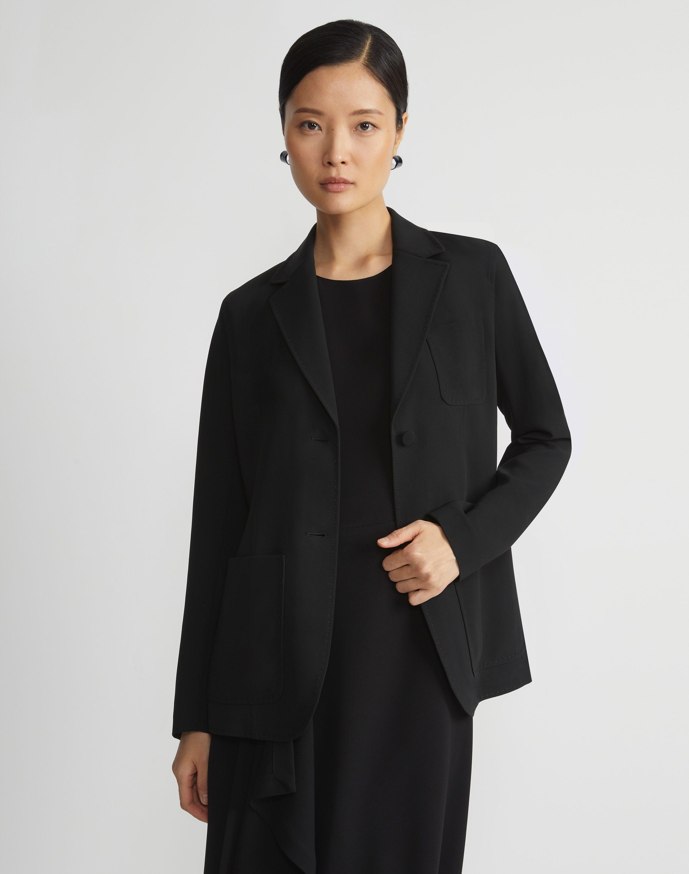 Plus-Size Finesse Crepe Three Pocket Blazer