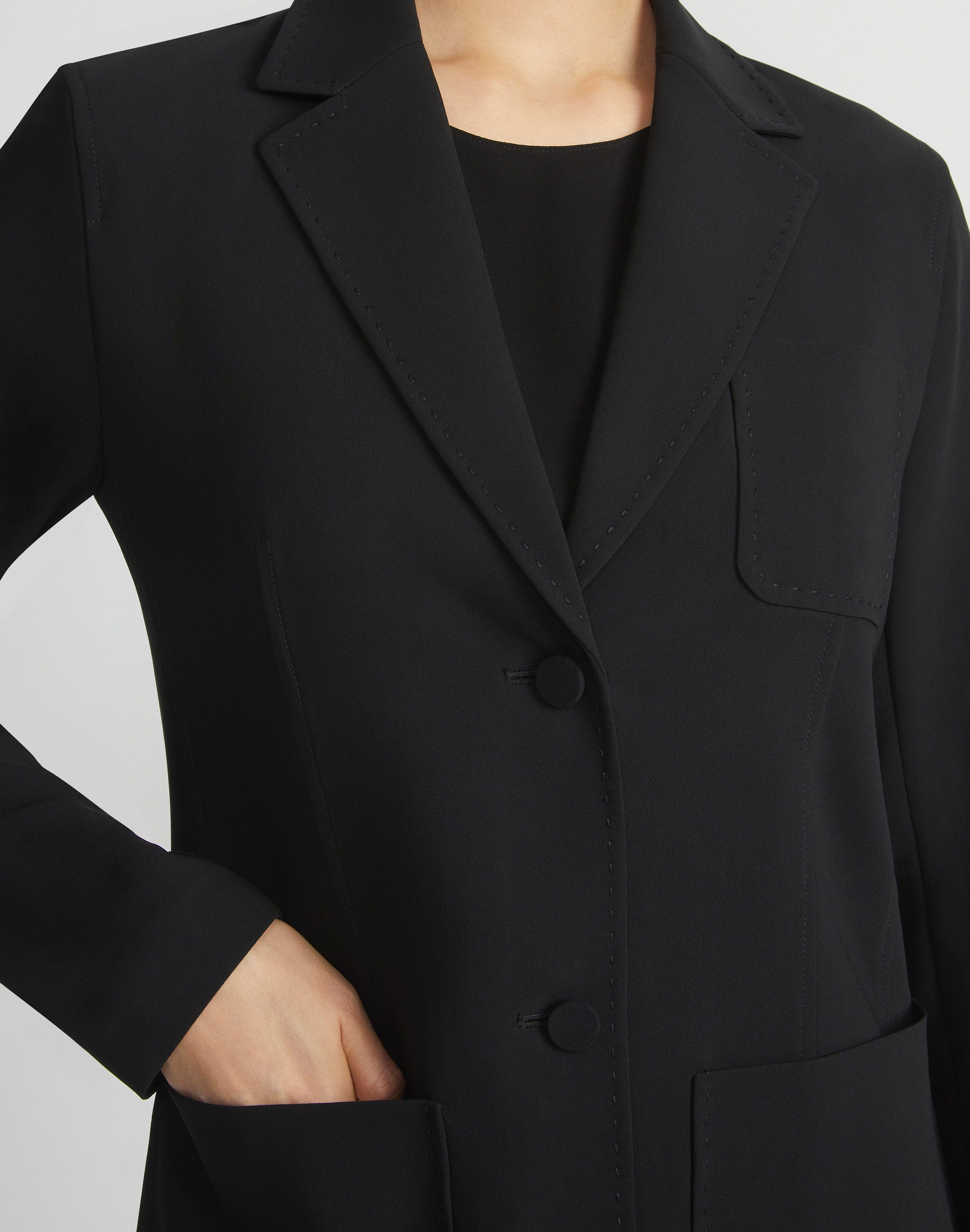 Plus-Size Finesse Crepe Three Pocket Blazer