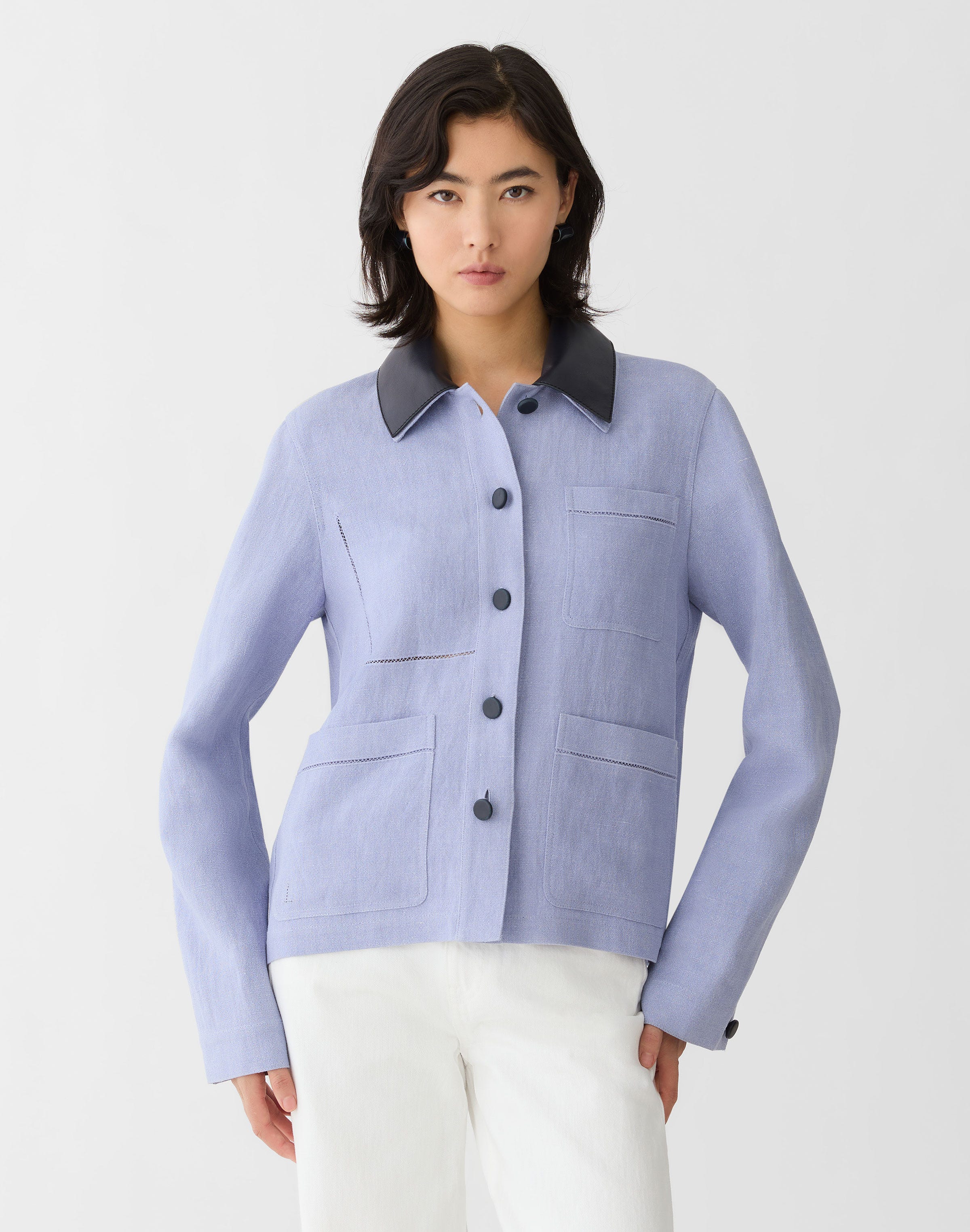 Linen-Viscose Canvas Convertible Jacket