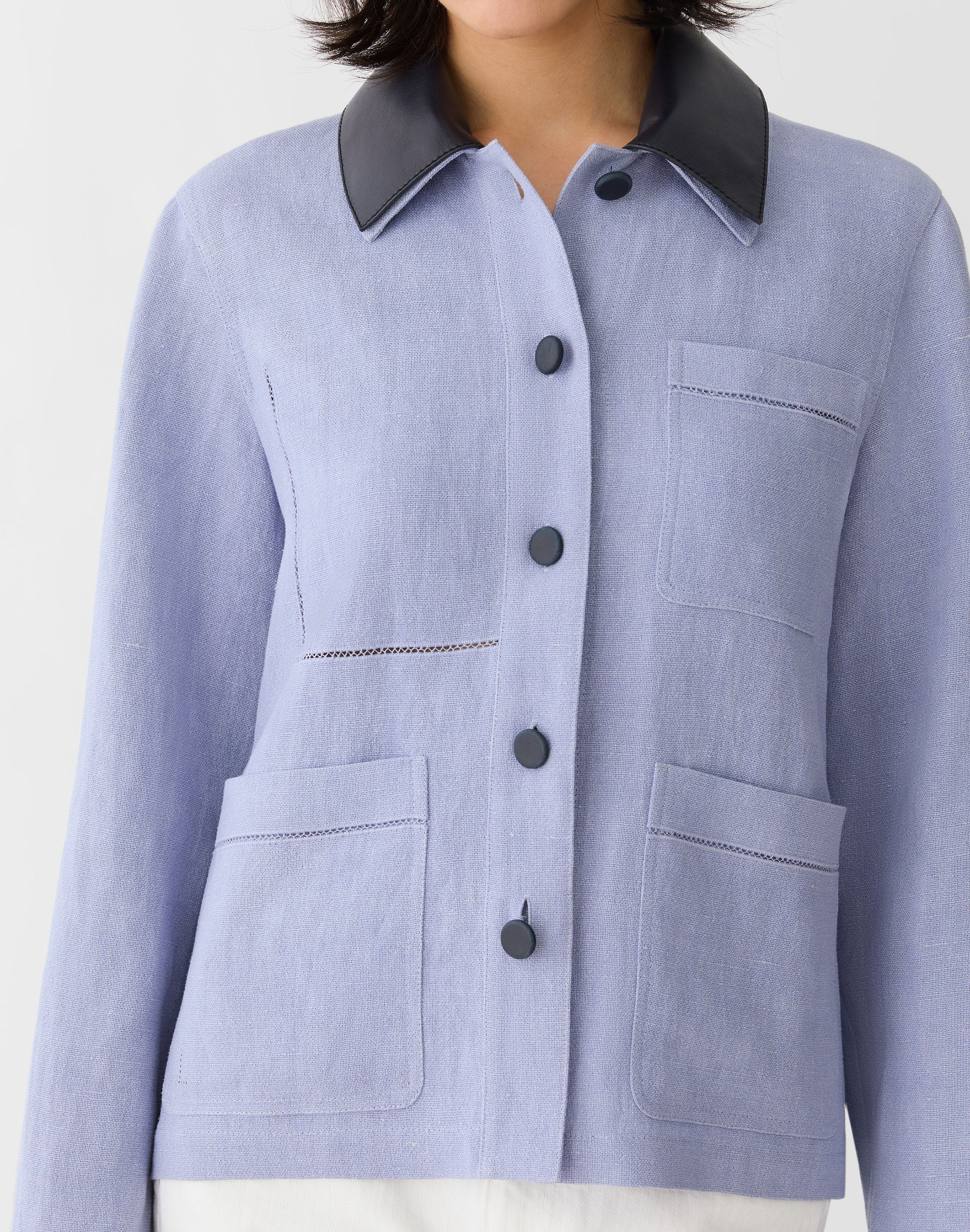 Linen-Viscose Canvas Convertible Jacket