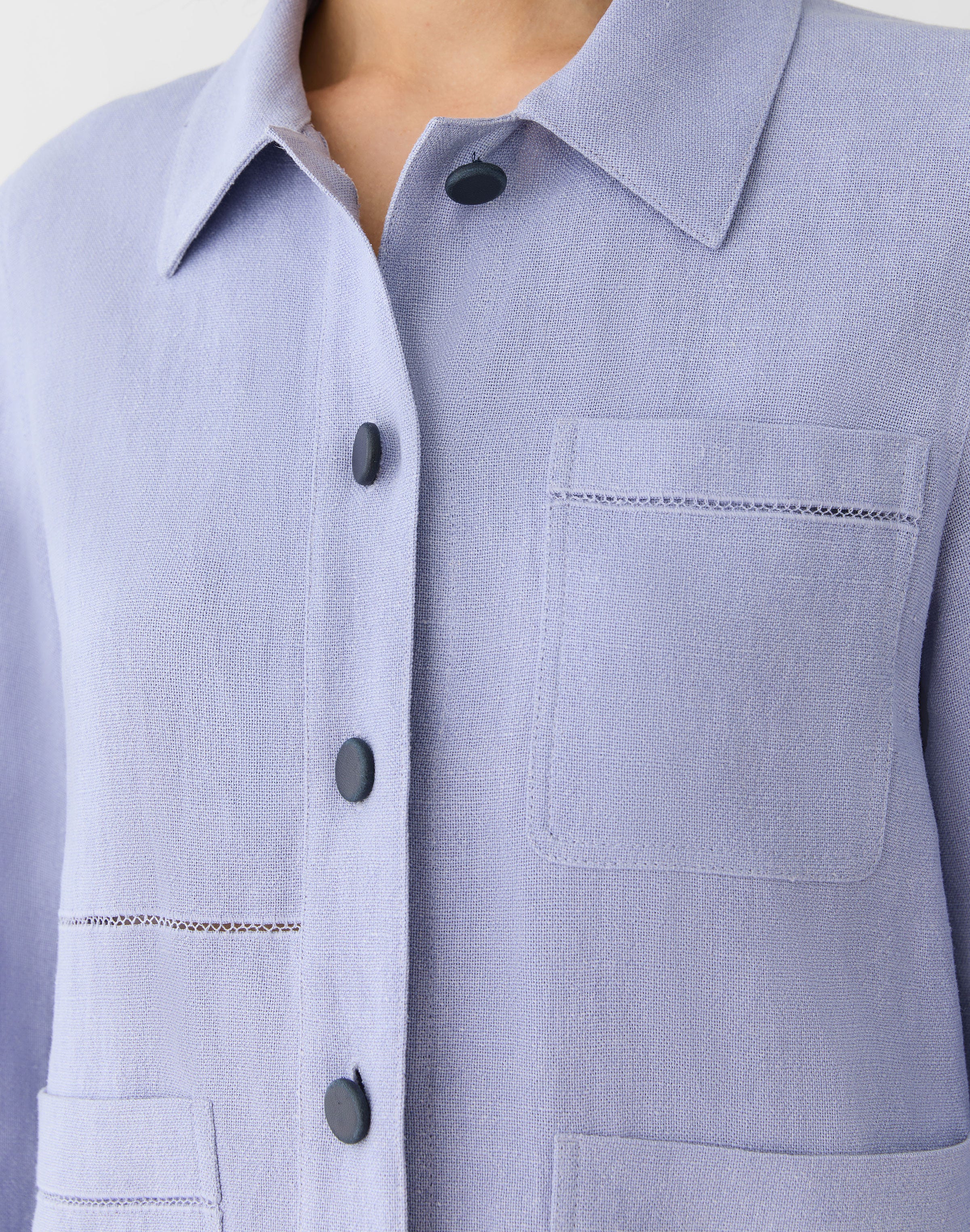 Linen-Viscose Canvas Convertible Jacket