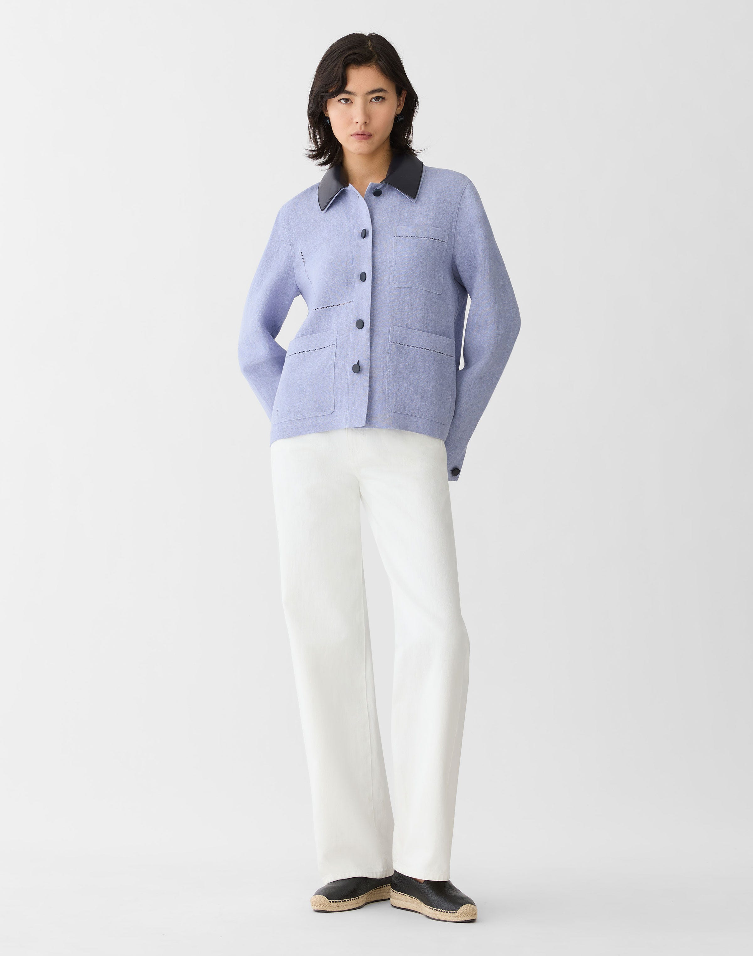 Linen-Viscose Canvas Convertible Jacket
