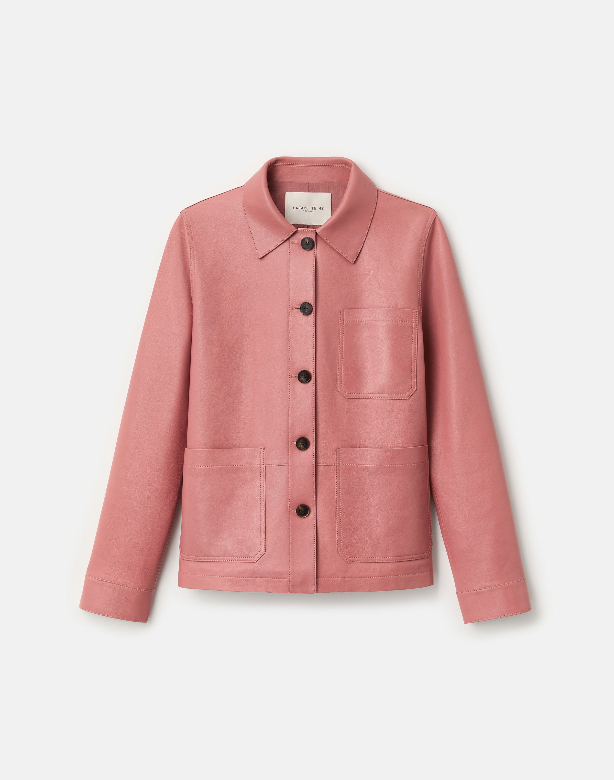 Petite Nappa Leather Patch Pocket Jacket