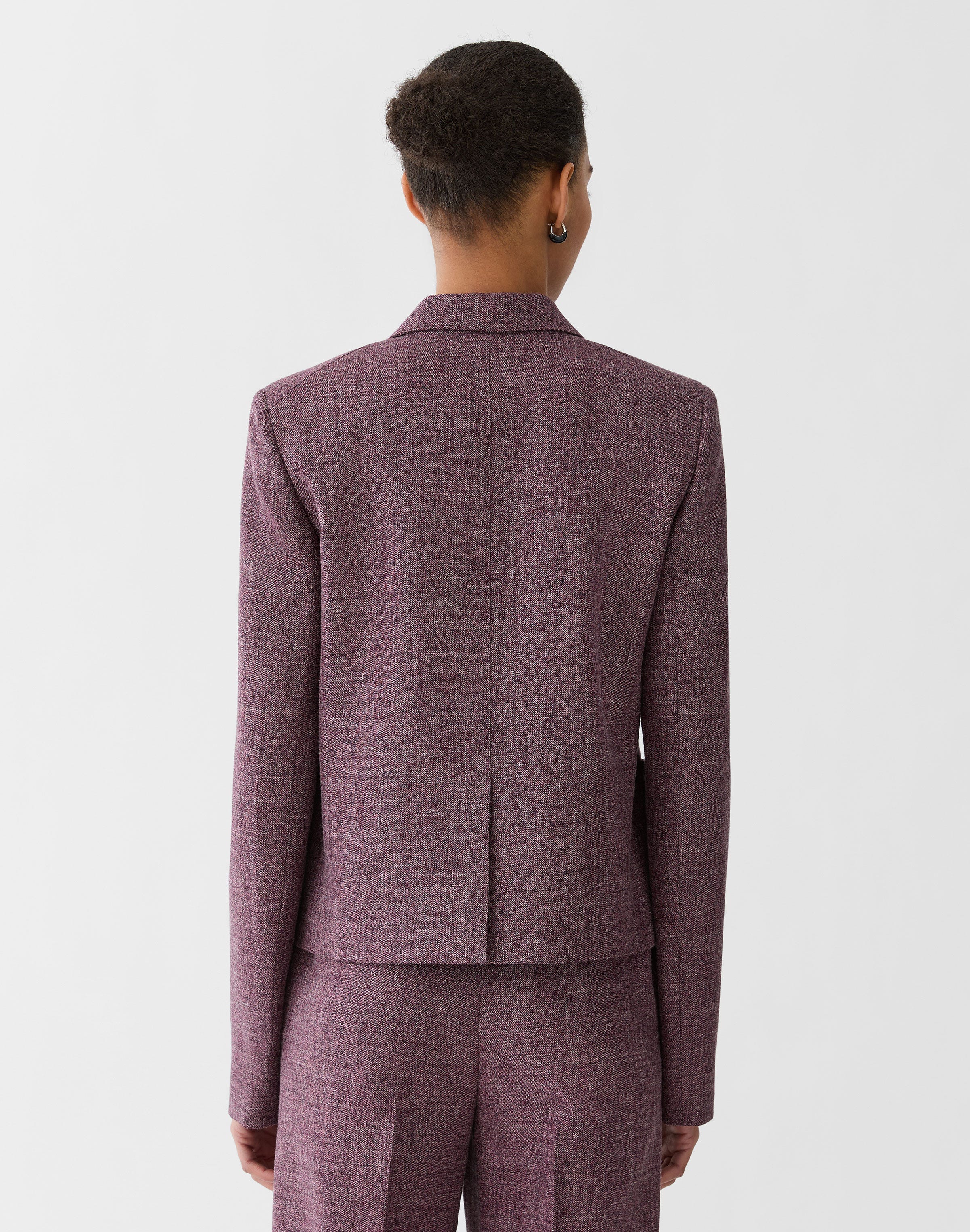 Plus-Size Wool Mouliné Cropped Boyfriend Blazer