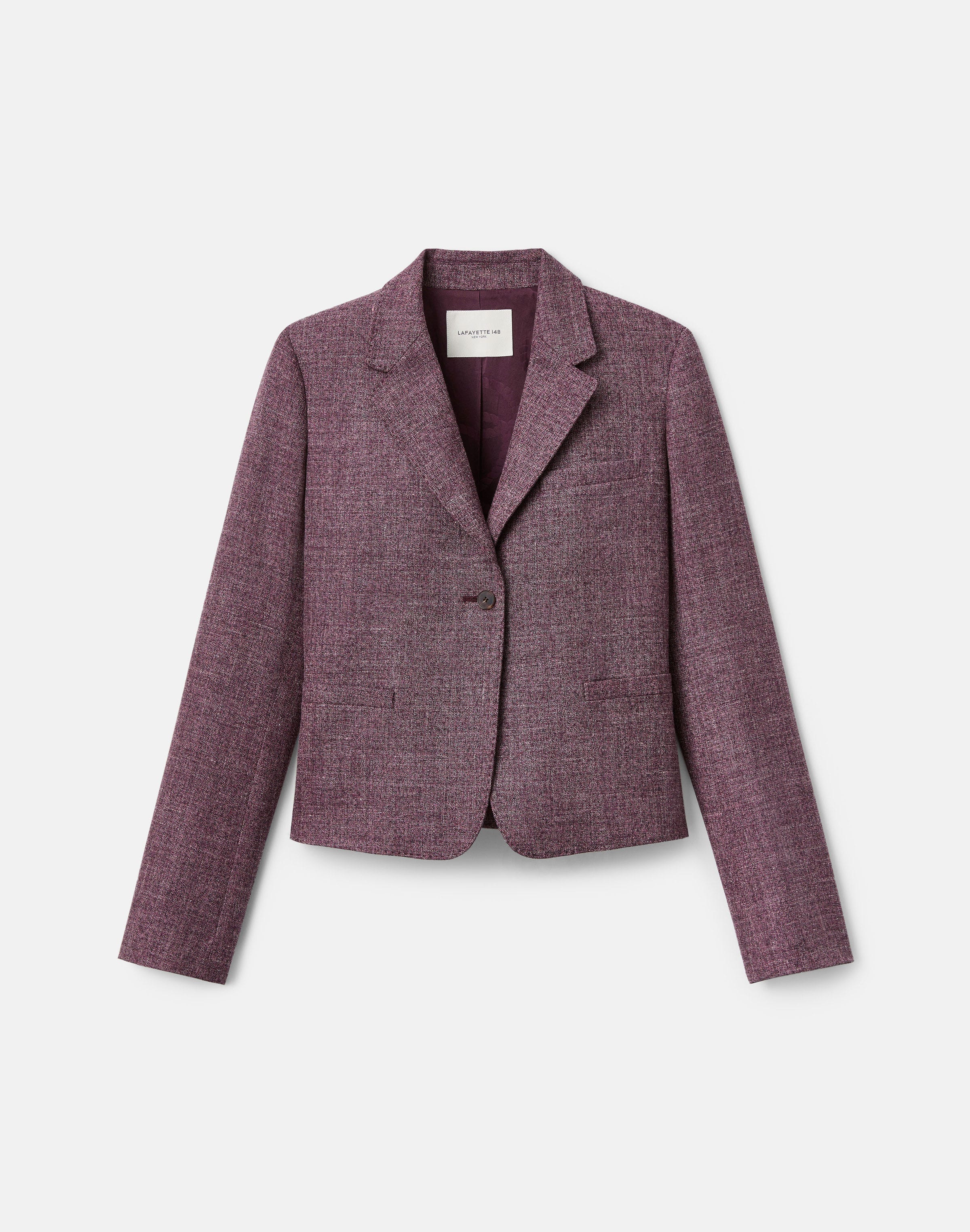 Plus-Size Wool Mouliné Cropped Boyfriend Blazer