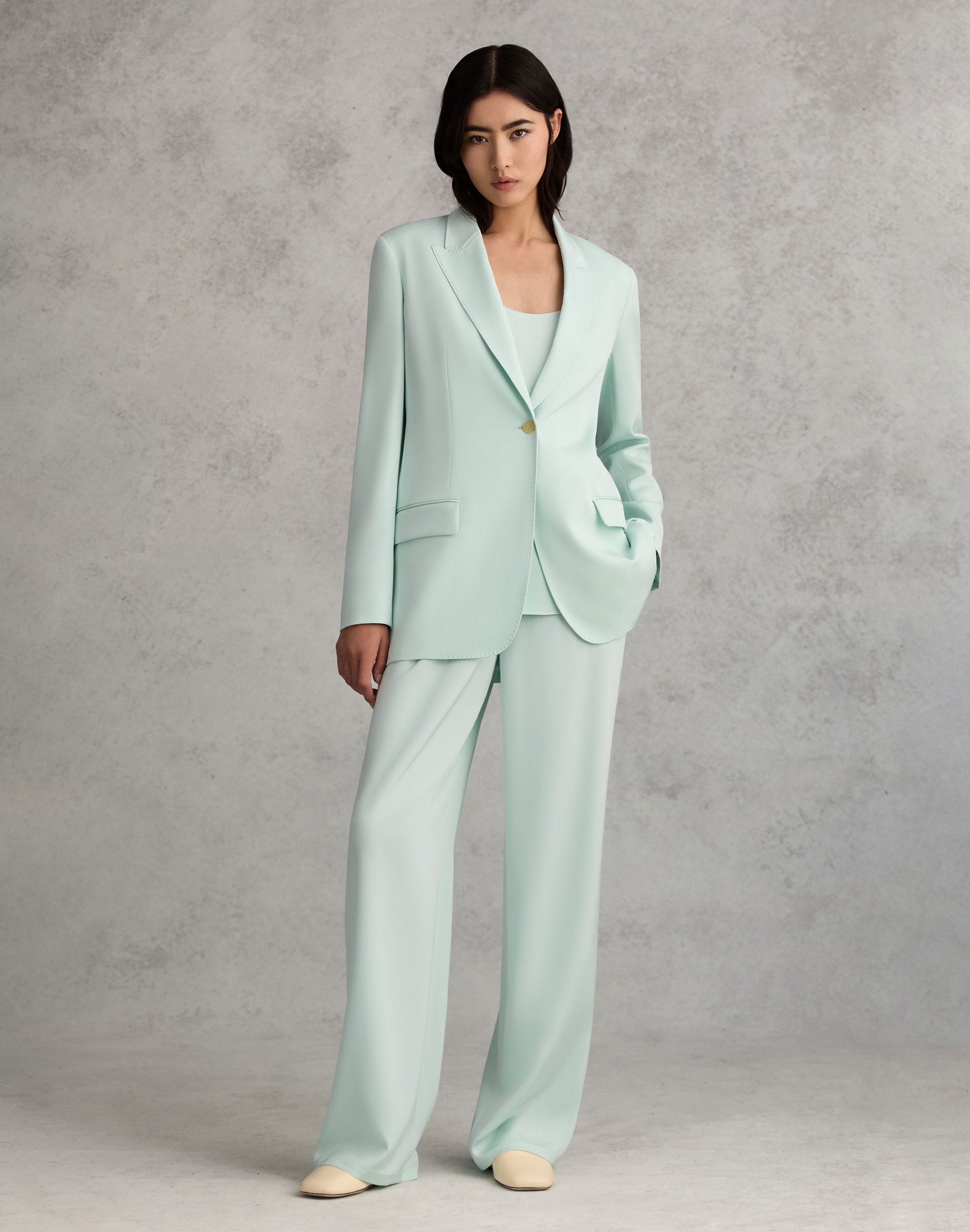 Organic Silk Stretch Crepe De Chine Peak Lapel Blazer