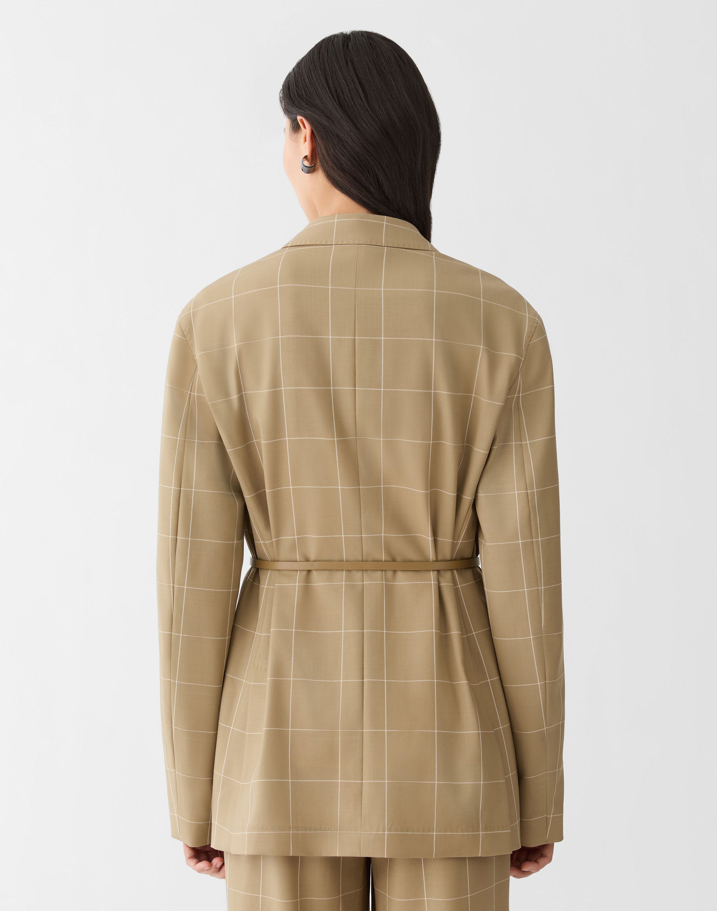 Garden Grid Tropical Wool Belted Neapolitan Jacket