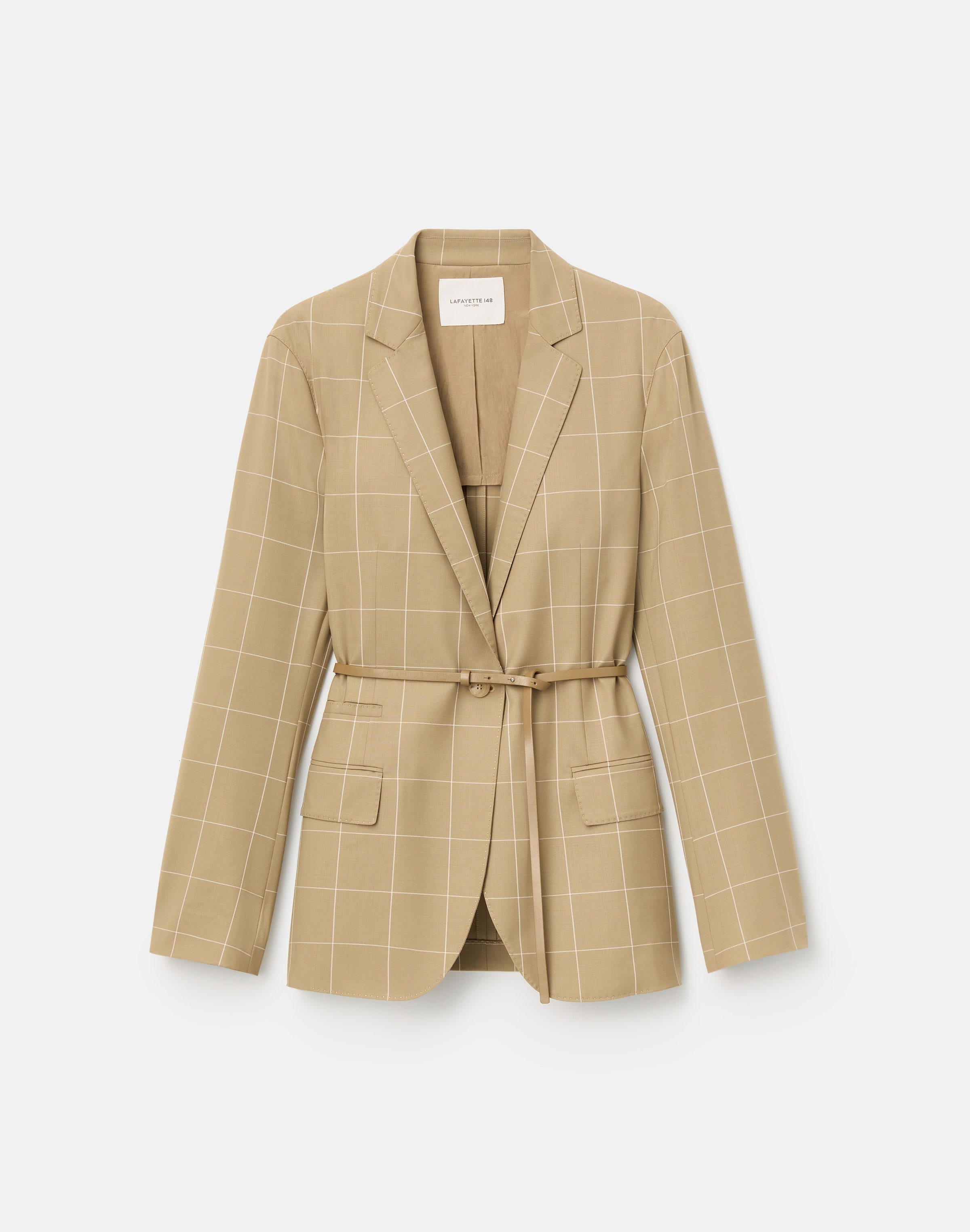 Garden Grid Tropical Wool Belted Neapolitan Jacket
