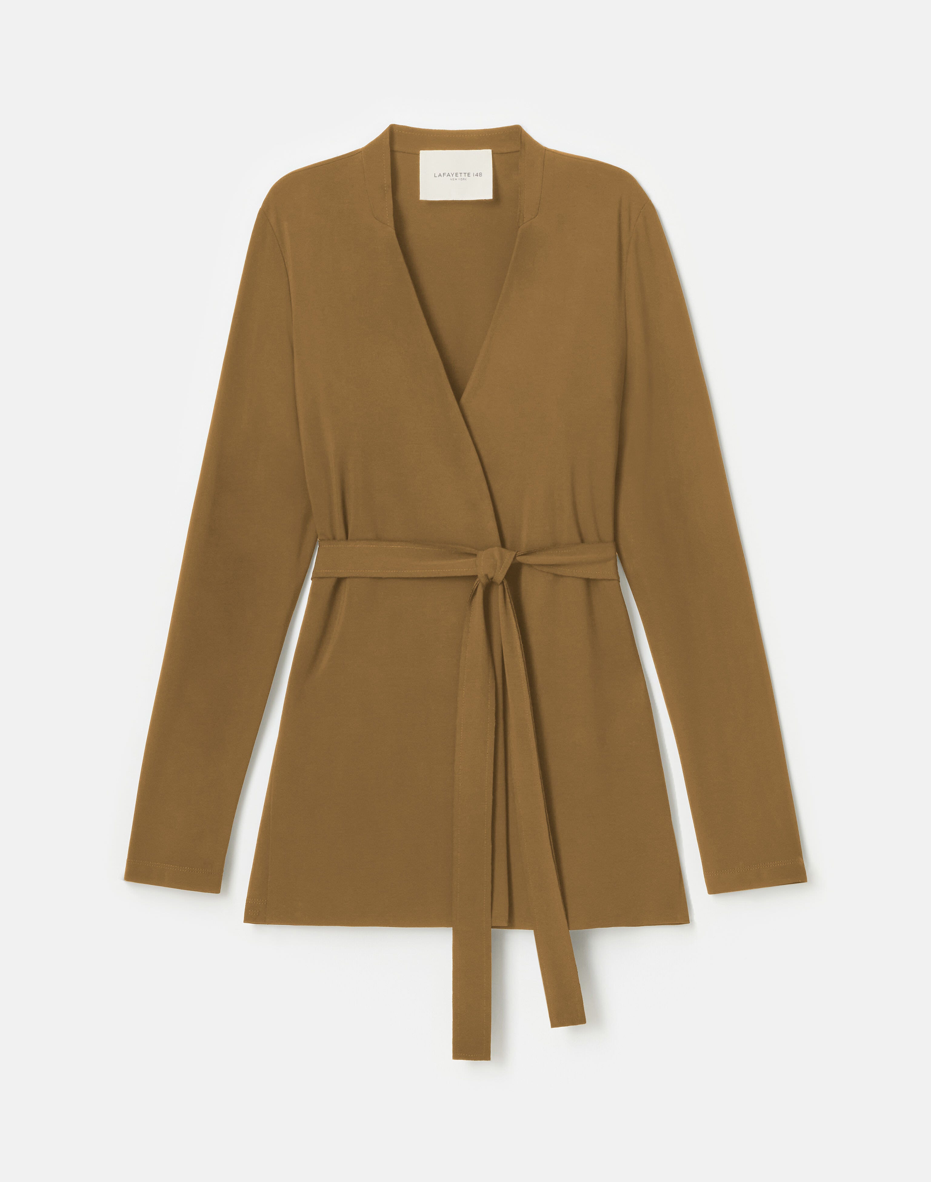 Matte Jersey V-Neck Belted Jacket 
