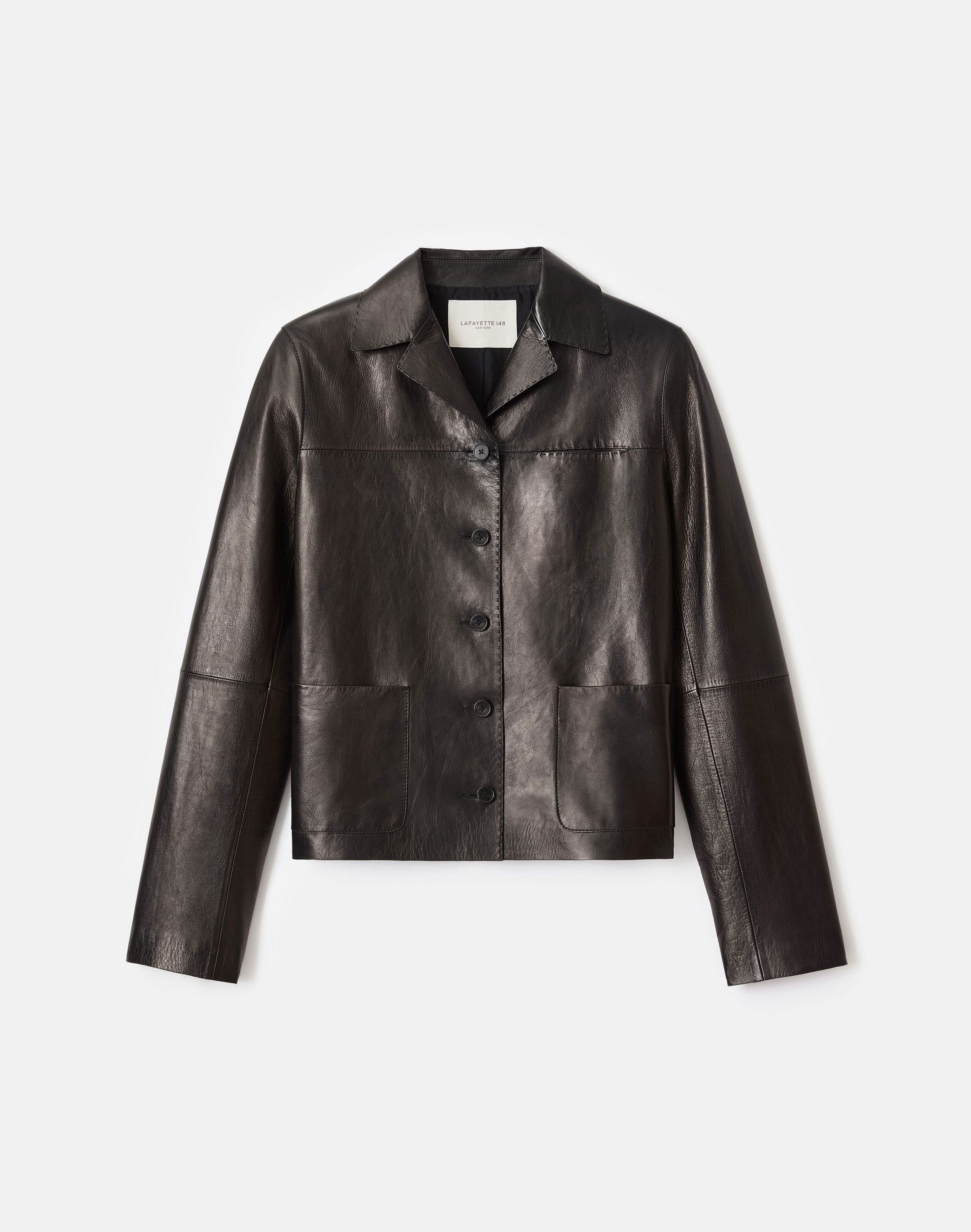 Nappa Lambskin Leather Patch Pocket Jacket