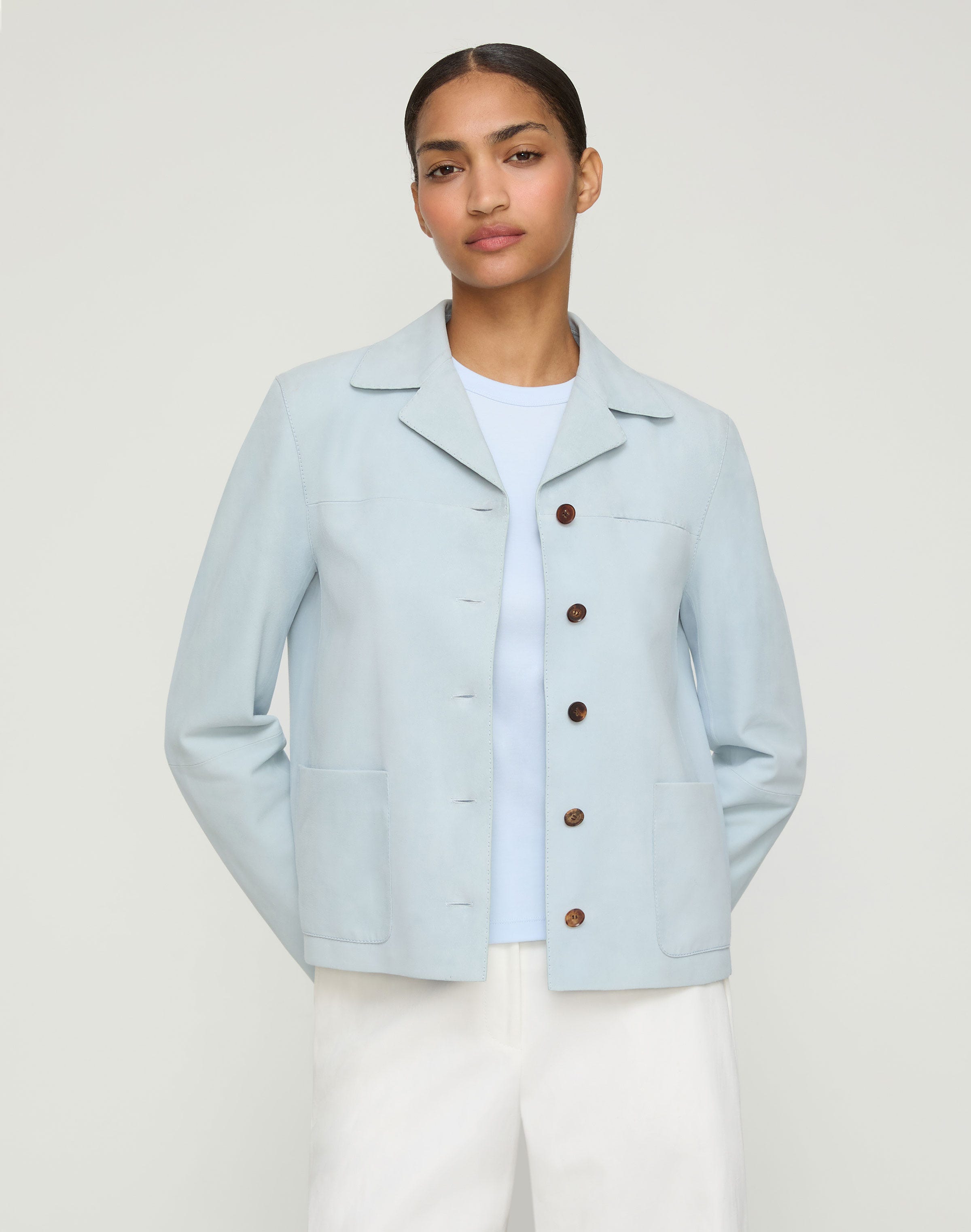 Suede Patch Pocket Shirt Jacket