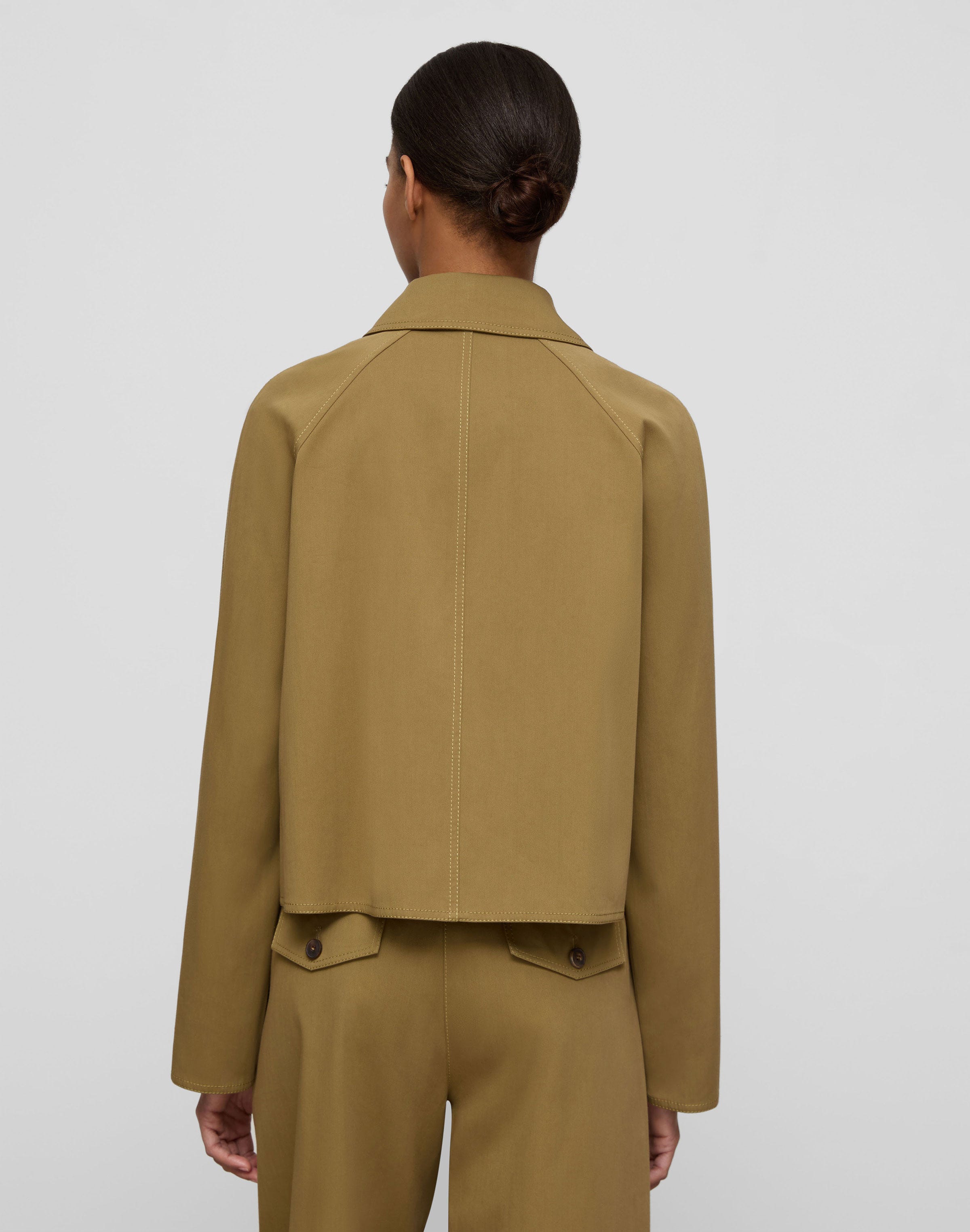 Cotton-Viscose Twill Short Swing Jacket