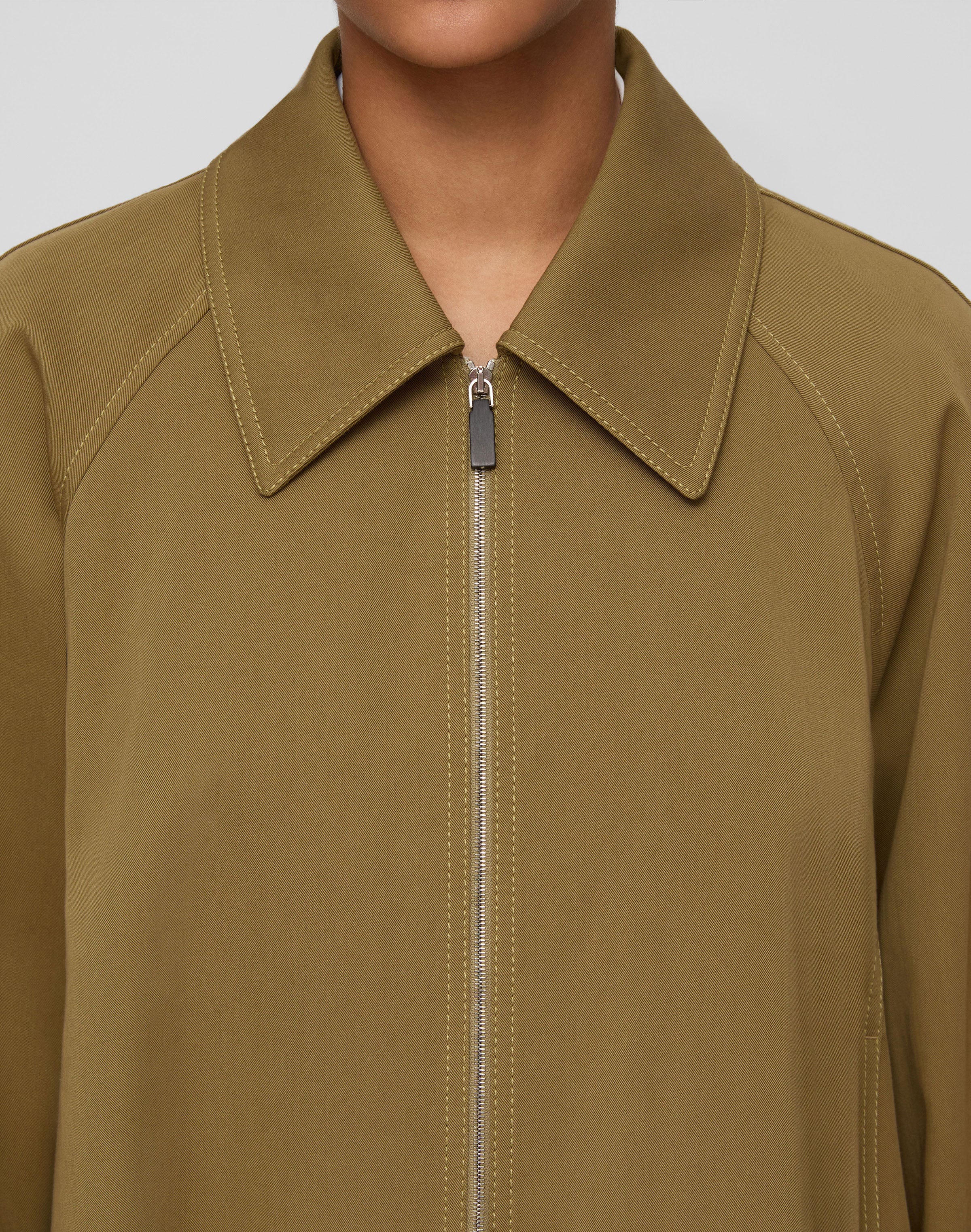 Cotton-Viscose Twill Short Swing Jacket