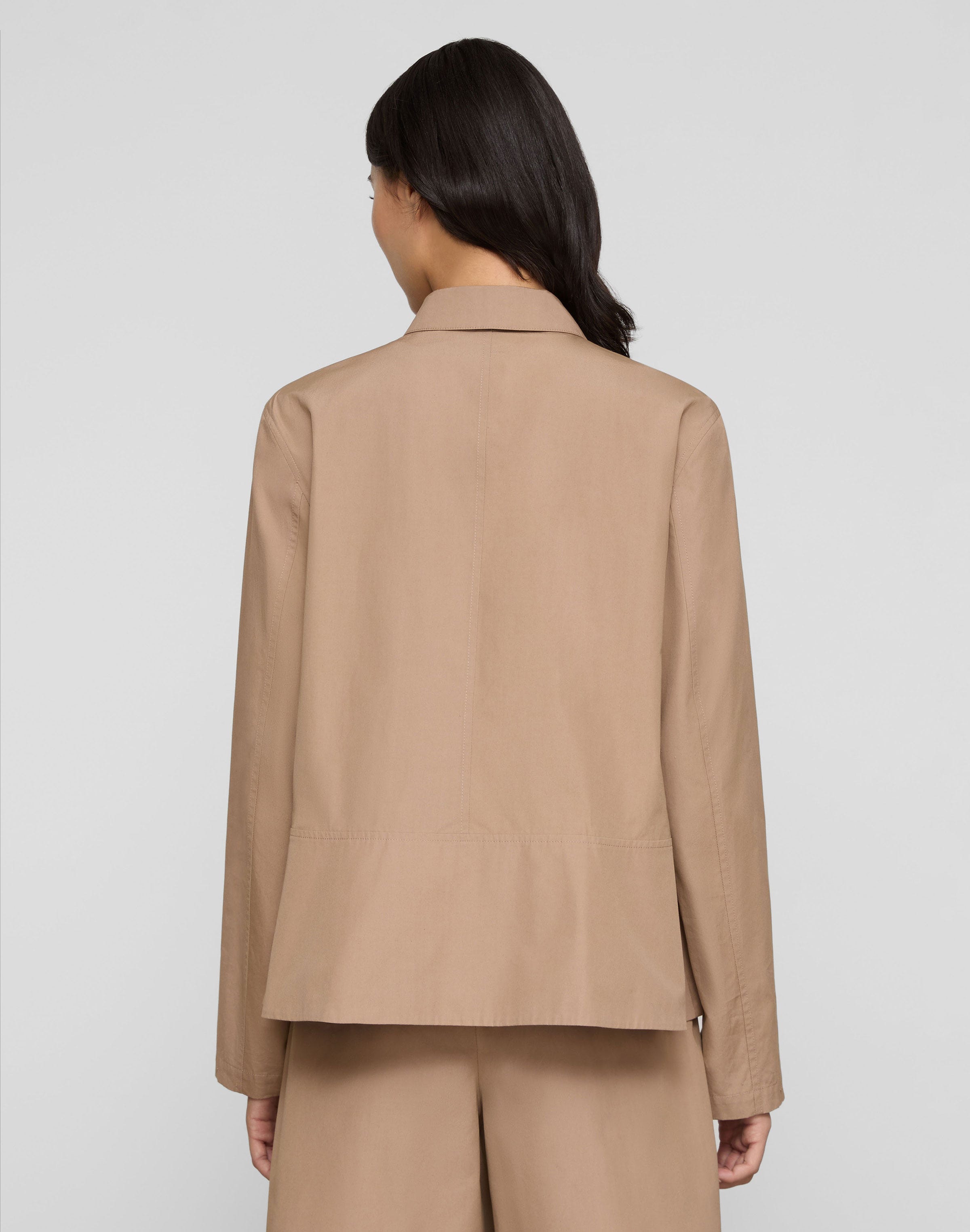 Petite Organic Cotton Poplin Gathered Waist Shirt Jacket
