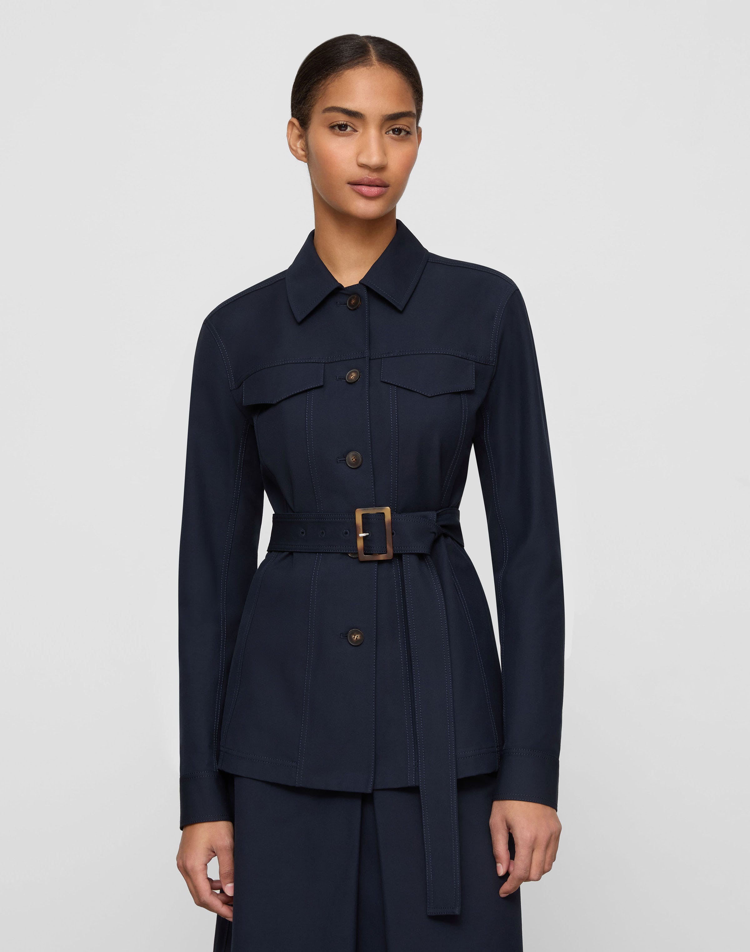 Techno Stretch Twill Belted Jacket
